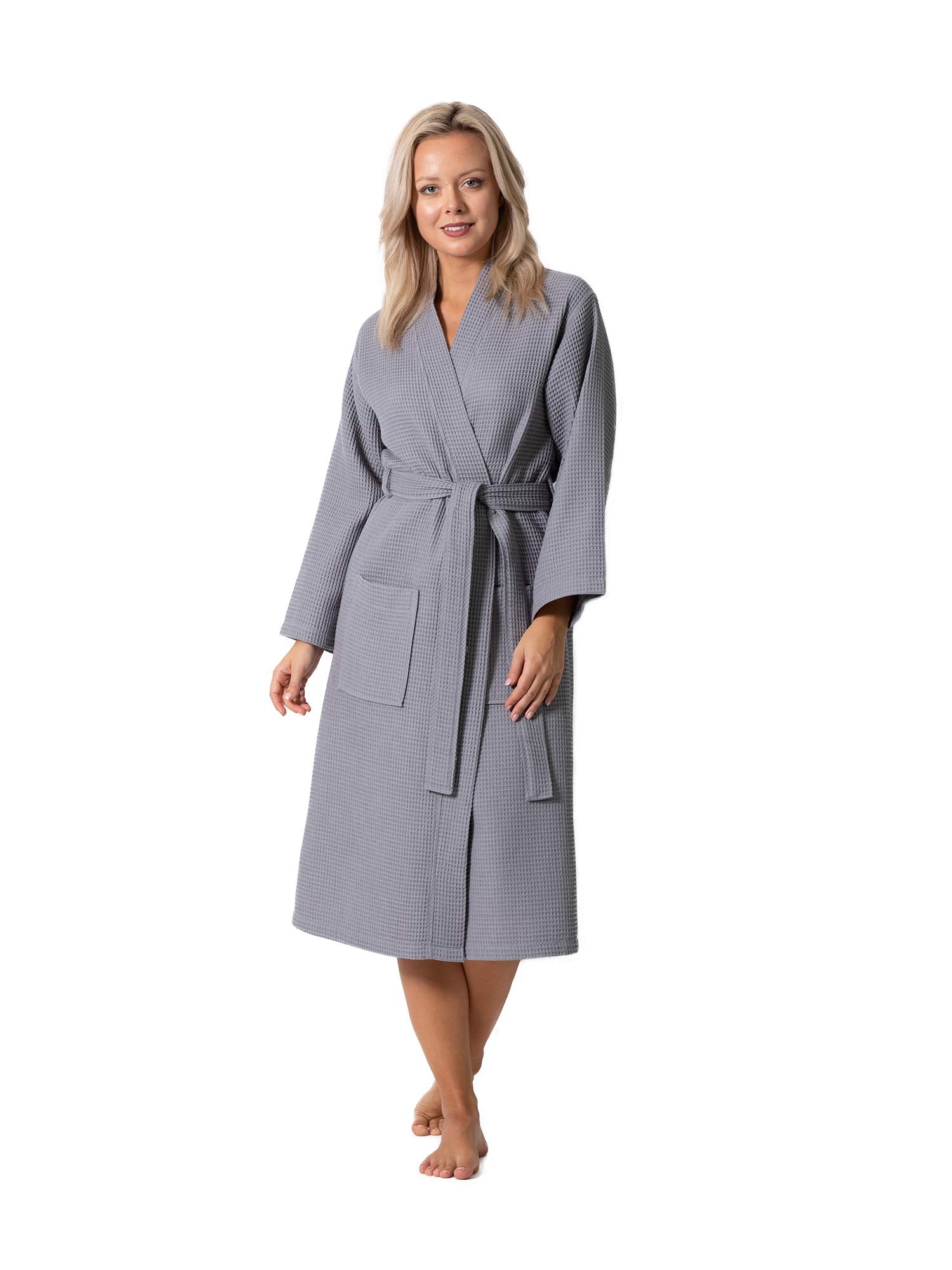 Turkish Linen Waffle Knit Lightweight Kimono Spa & Bath Robes for Women - Quick Dry - Soft