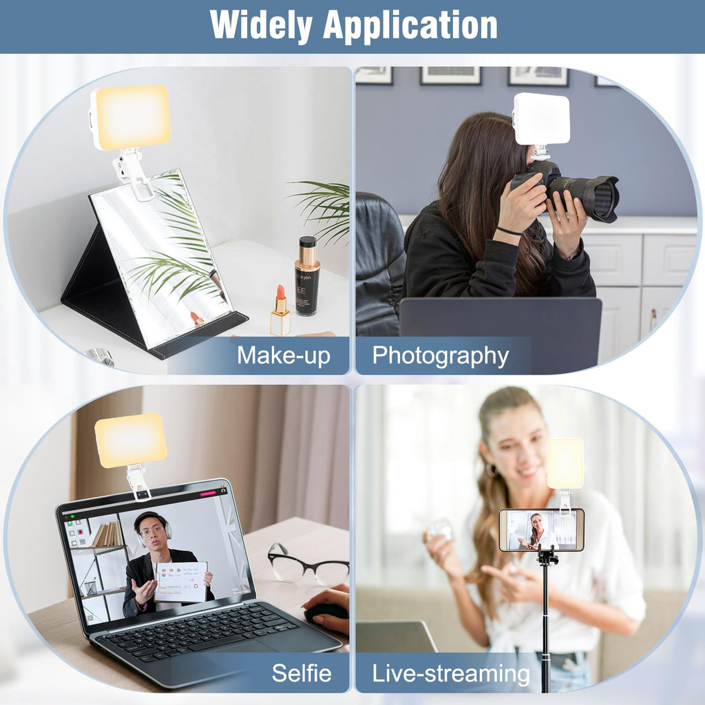 ALTSON 60 LED Portable Selfie Light Video Conference Lighting with Clip & Camera Tripod Adapter Rechargeable 2200mAh CRI 97+, 3 Light Modes for Phone iPhone Webcam Laptop Photo Makeup