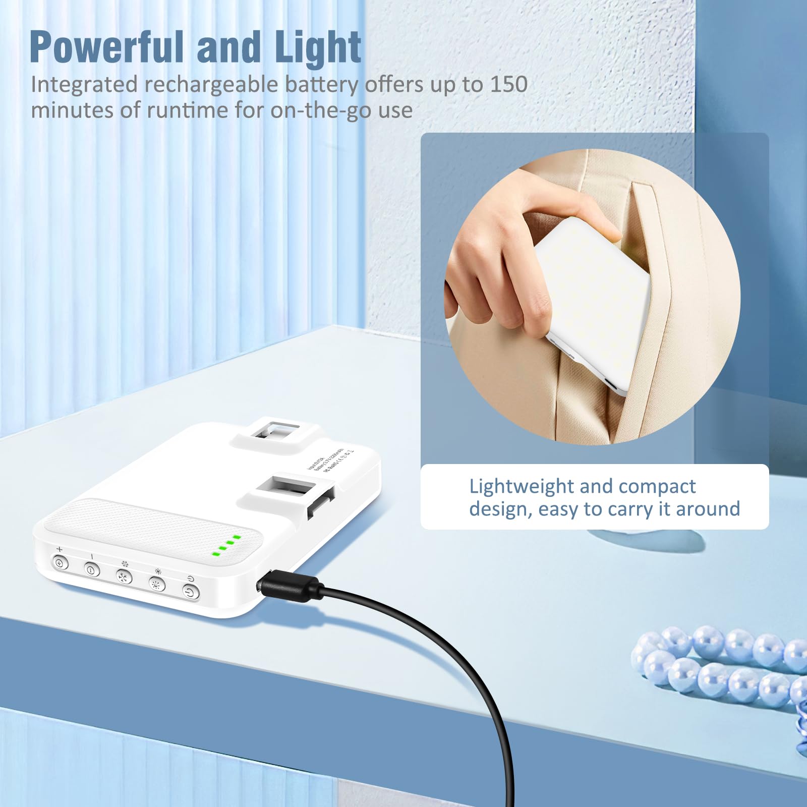 ALTSON 60 LED Portable Selfie Light Video Conference Lighting with Clip & Camera Tripod Adapter Rechargeable 2200mAh CRI 97+, 3 Light Modes for Phone iPhone Webcam Laptop Photo Makeup