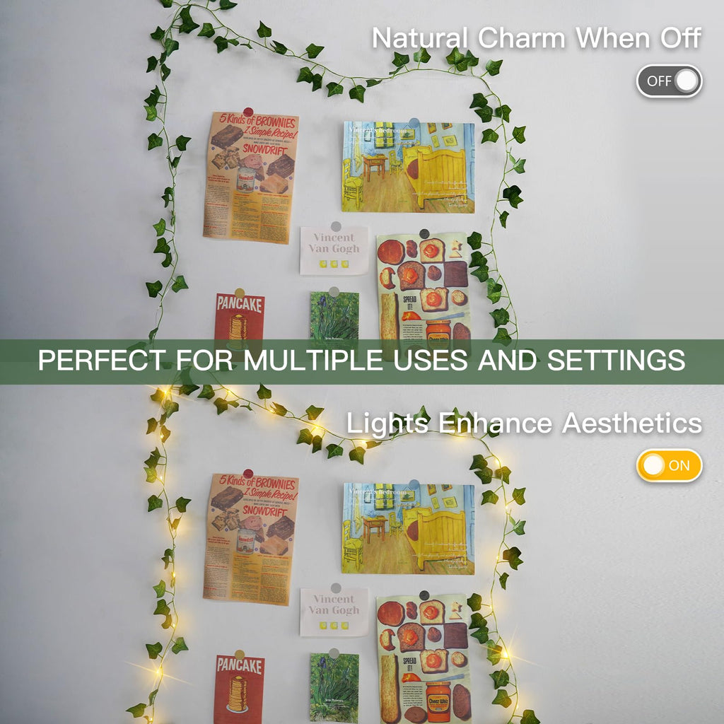 suddus Vine with Fairy Lights Battery Operated, 33ft 100 LED Maple Leaf String Lights with Remote, Dimmable Fall Garland with Lights for Bedroom Wall Indoor Outdoor Thanksgiving Decor (Warm White)