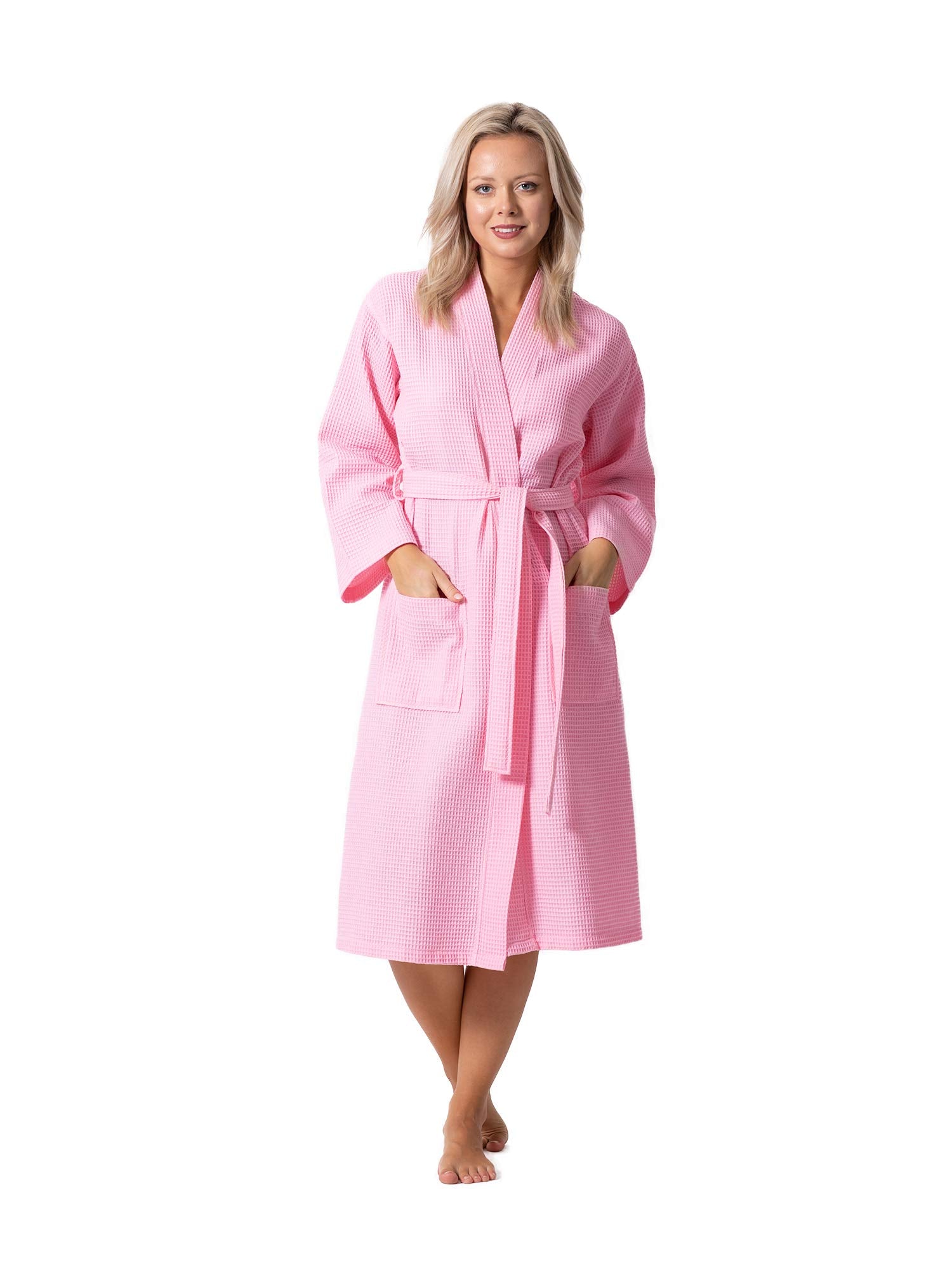 Turkish Linen Waffle Knit Lightweight Kimono Spa & Bath Robes for Women - Quick Dry - Soft