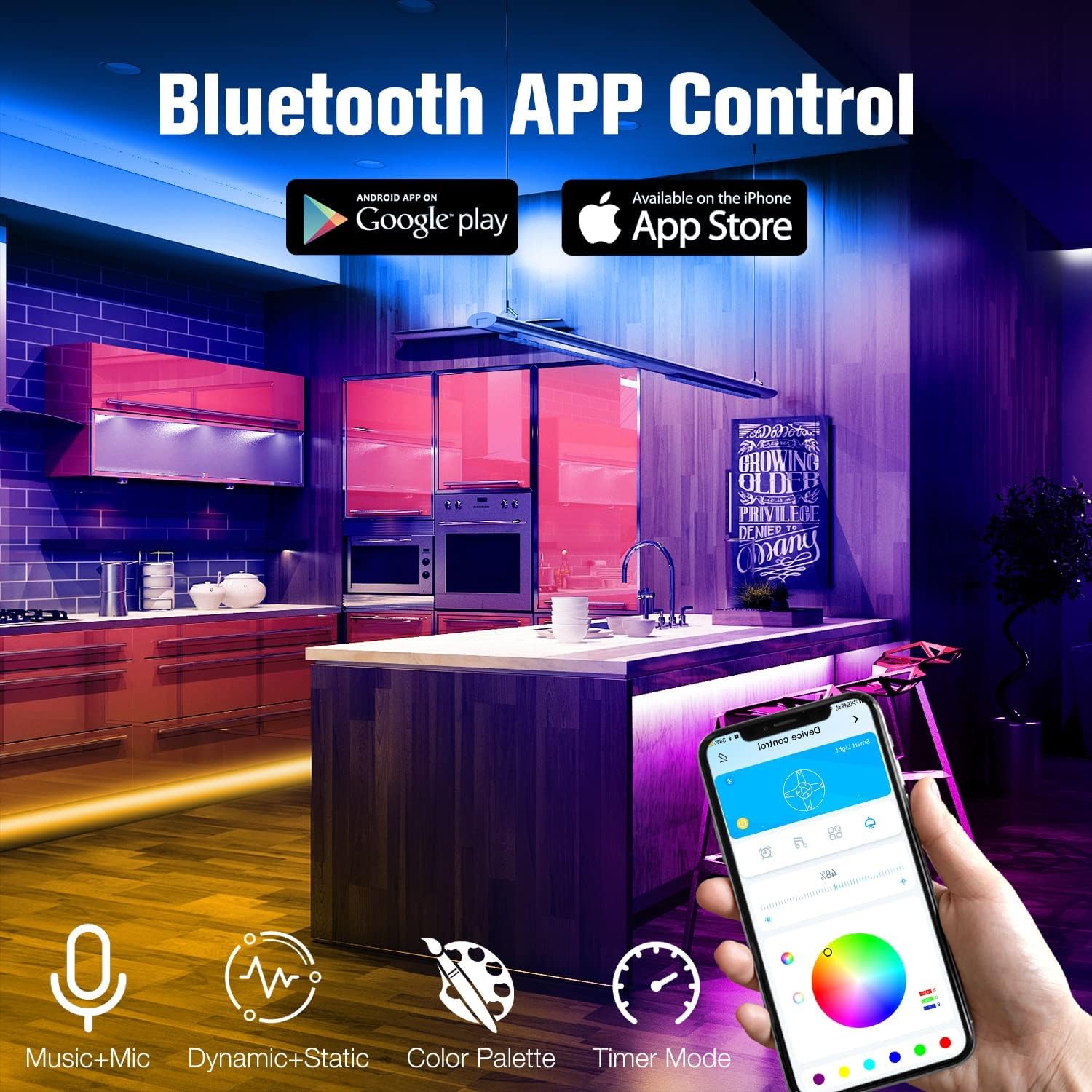 DAYBETTER LED Strip Lights 130ft Lights Strip for Bedroom, Desk, Indoor Room Bedroom Brithday Gifts RGB Decor with Remote and 24V Power Supply