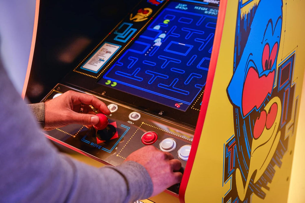 Arcade1Up PAC-MAN Deluxe Arcade Machine, built for your home, with 5-foot-tall full-size stand-up cabinet, 14 classic games, and 17-inch screen
