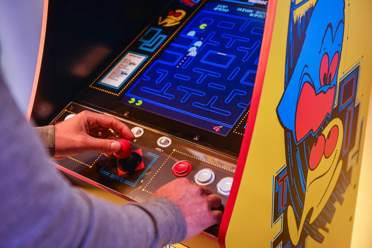 Arcade1Up PAC-MAN Deluxe Arcade Machine, built for your home, with 5-foot-tall full-size stand-up cabinet, 14 classic games, and 17-inch screen
