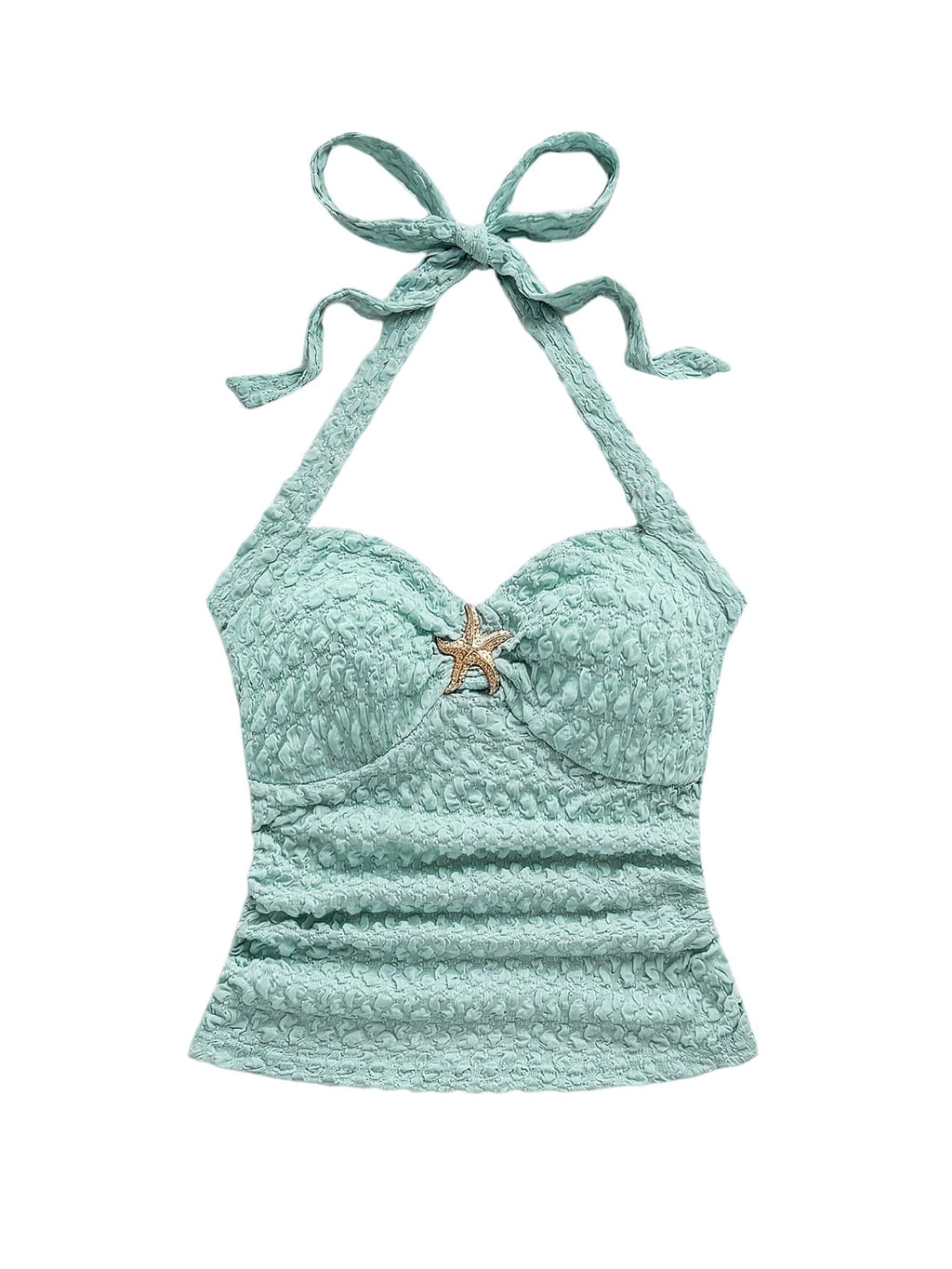 SOLY HUX Women's V Neck Halter Tops Open Back Y2k Ruched Floral Metal Summer Going Out Cami Tops