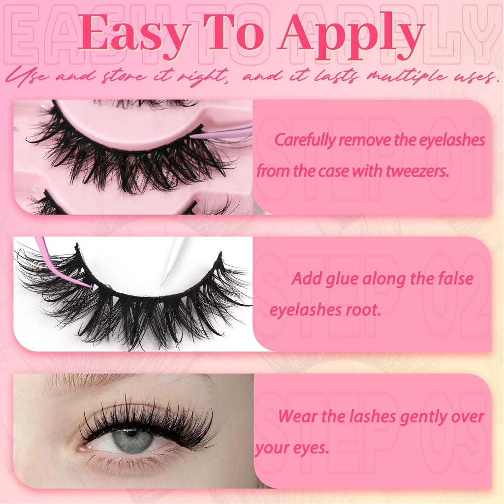 Ahrikiss Lashes Wispy False Eyelashes Natural Look Cat Eye Lashes 8 Pairs Faux Mink Lashes Lightweight Eyelashes Kit with Lash Glue and Lash Tweezers Soft Fake Lashes (Ethereal)