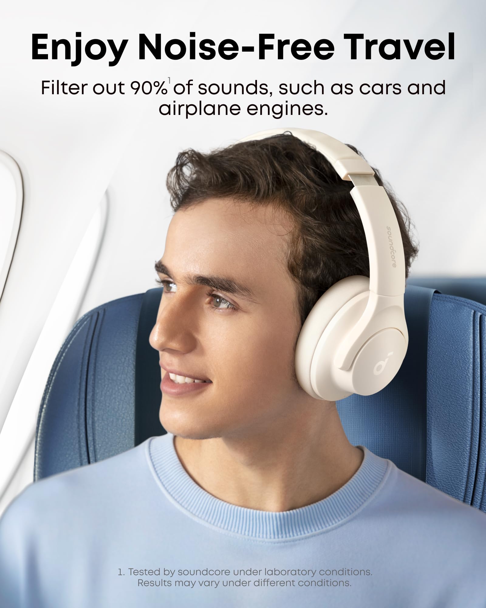 Soundcore by Anker Q20i Hybrid Active Noise Cancelling Headphones, Wireless Over-Ear Bluetooth, 40H Long ANC Playtime, Hi-Res Audio, Big Bass, Customize via an App, Transparency Mode (White)