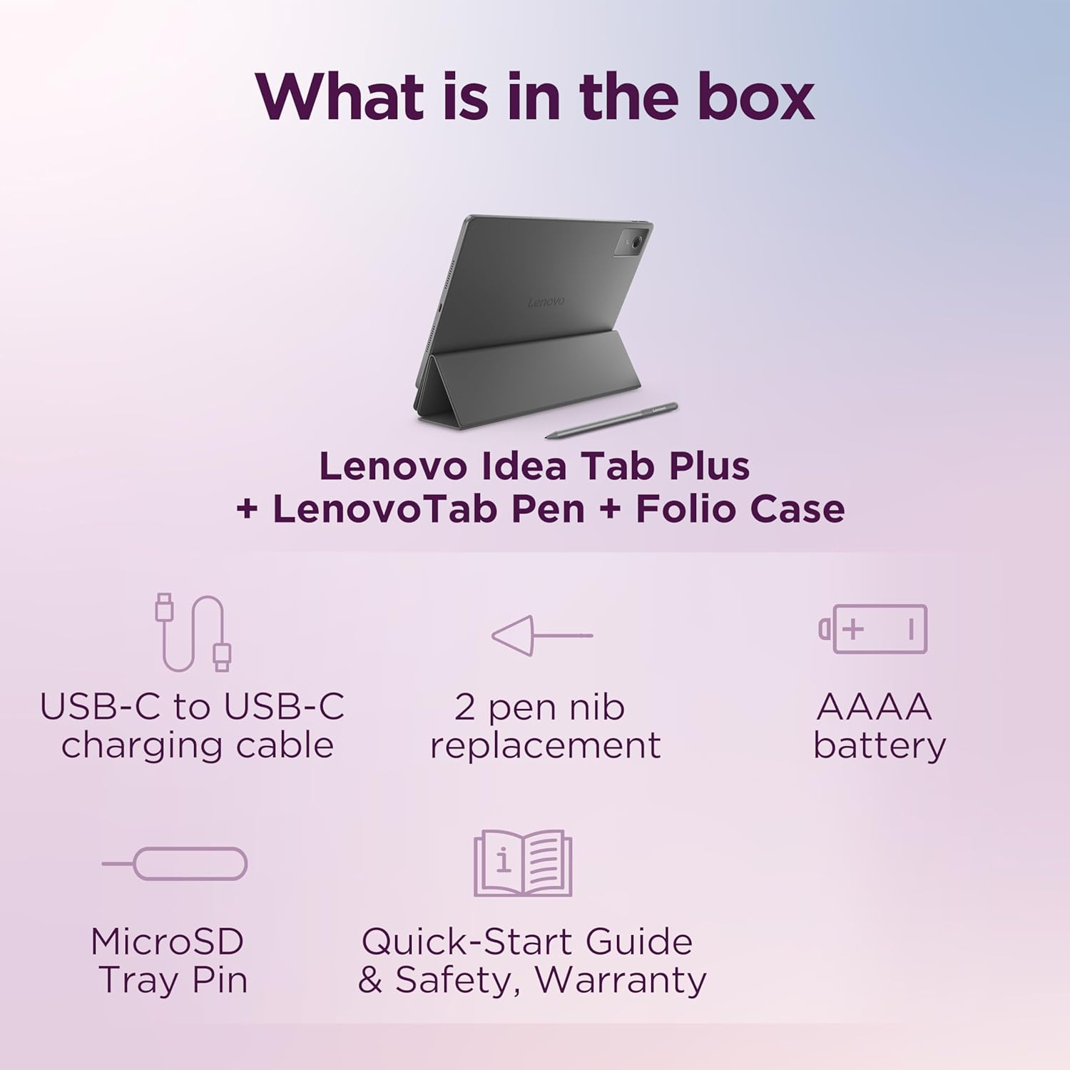 Lenovo Idea Tab Plus - Lightweight Tablet - 12.1″ 2.5K IPS Touchscreen Display - 90Hz - MediaTek Dimensity 6400-8GB Memory - 128GB Storage - Integrated Arm Mali-G57 MC2 Tab Pen & Folio Case