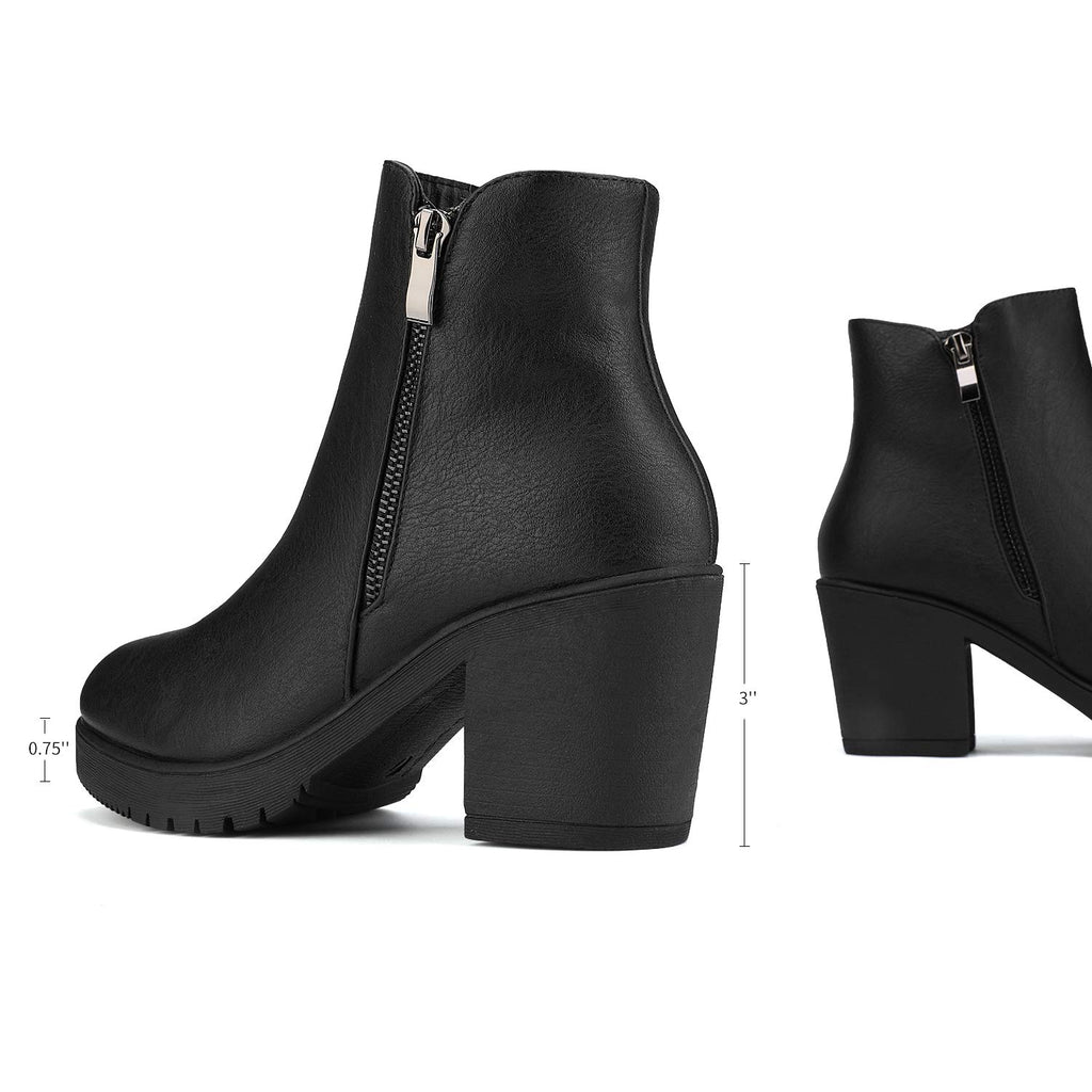 DREAM PAIRS Women's Ankle Boots Chunky Heel Platform Fall Heeled Short Booties Shoes