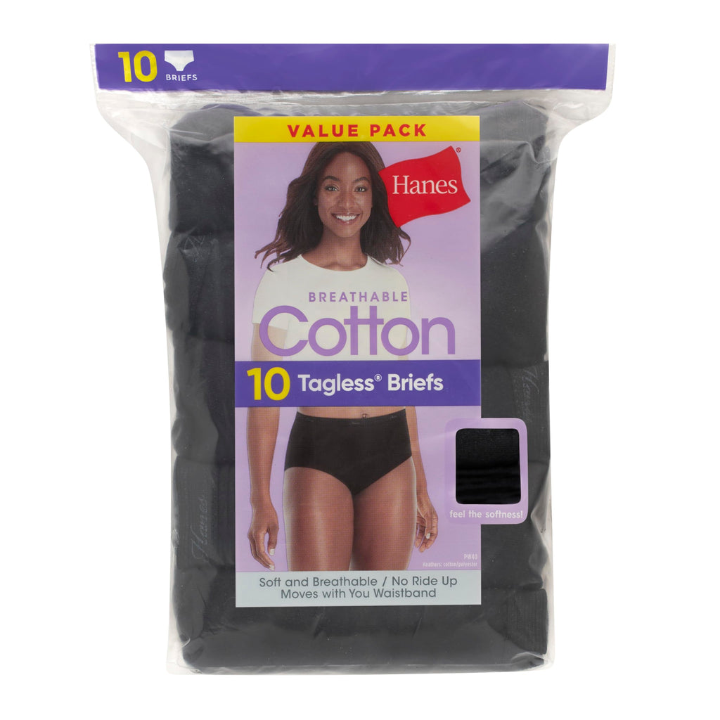 Hanes Women's Underwear Brief Pack, 10-Pack, Full-Coverage Brief Panties, Moisture-Wicking Underwear for Women