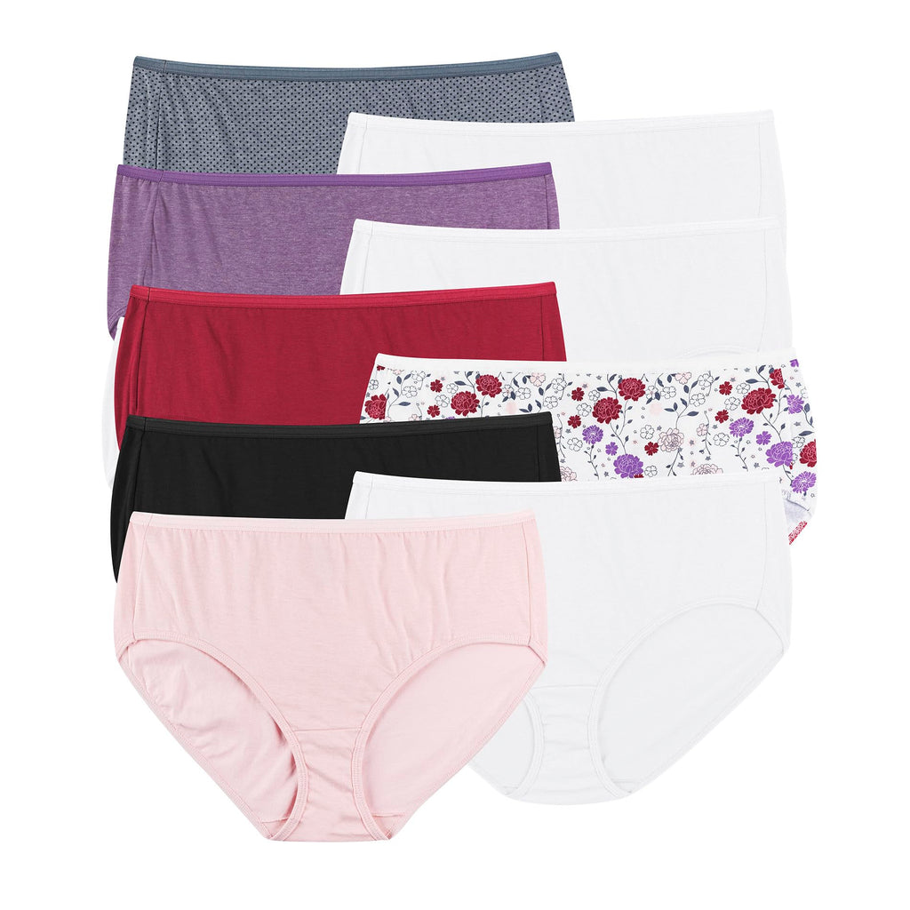 Hanes Women's Underwear Brief Pack, 10-Pack, Full-Coverage Brief Panties, Moisture-Wicking Underwear for Women
