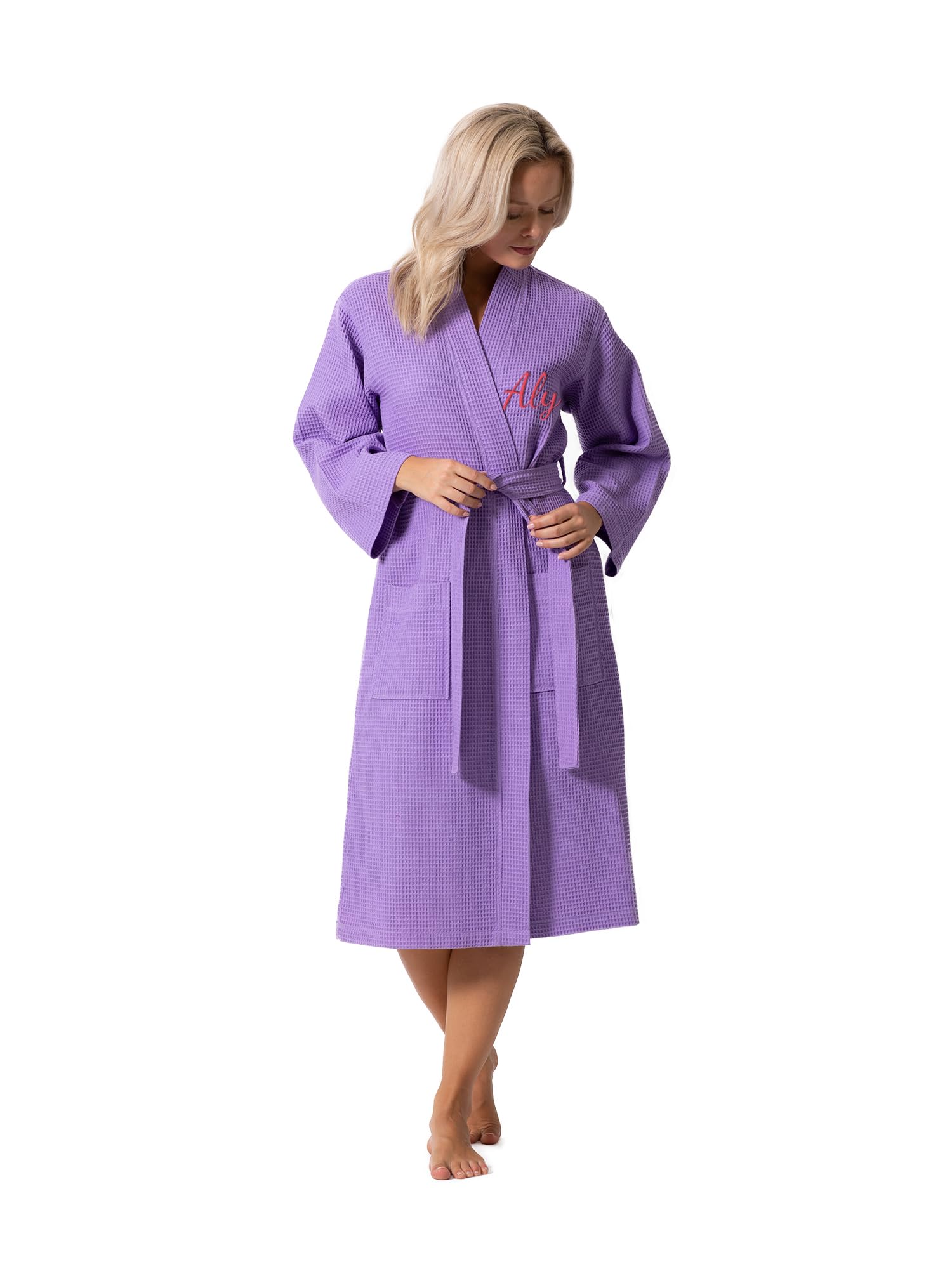 Turkish Linen Waffle Knit Lightweight Kimono Spa & Bath Robes for Women - Quick Dry - Soft