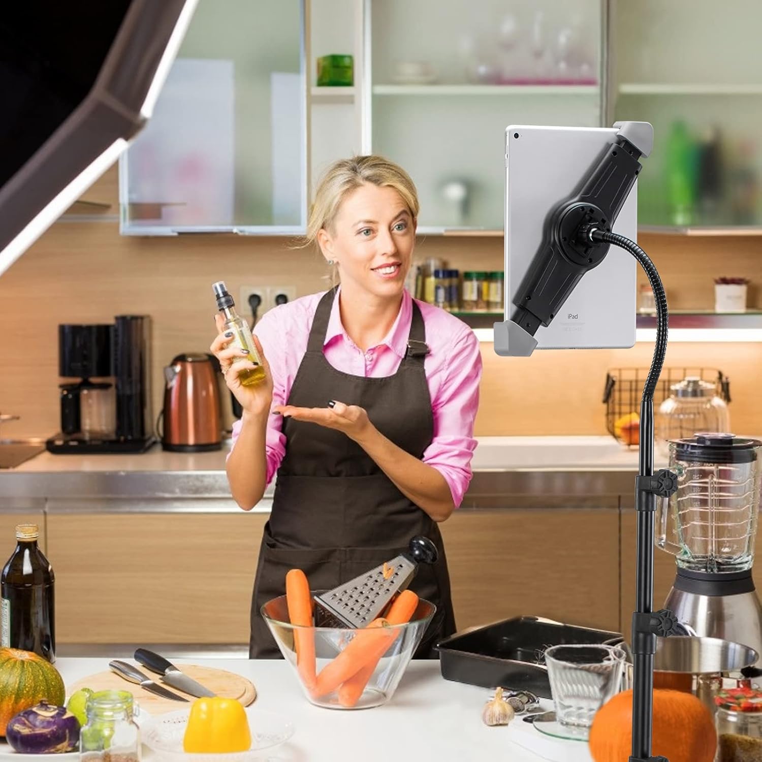 Tripod Stand for Ipad,Gooseneck 65-inch Floor Stand for Tablet,Floor Stand for iPad Tripod with 360° Rotating Mount for Mini, Air, Pro and All 4.7-11.9 Inch Tablet and Phone