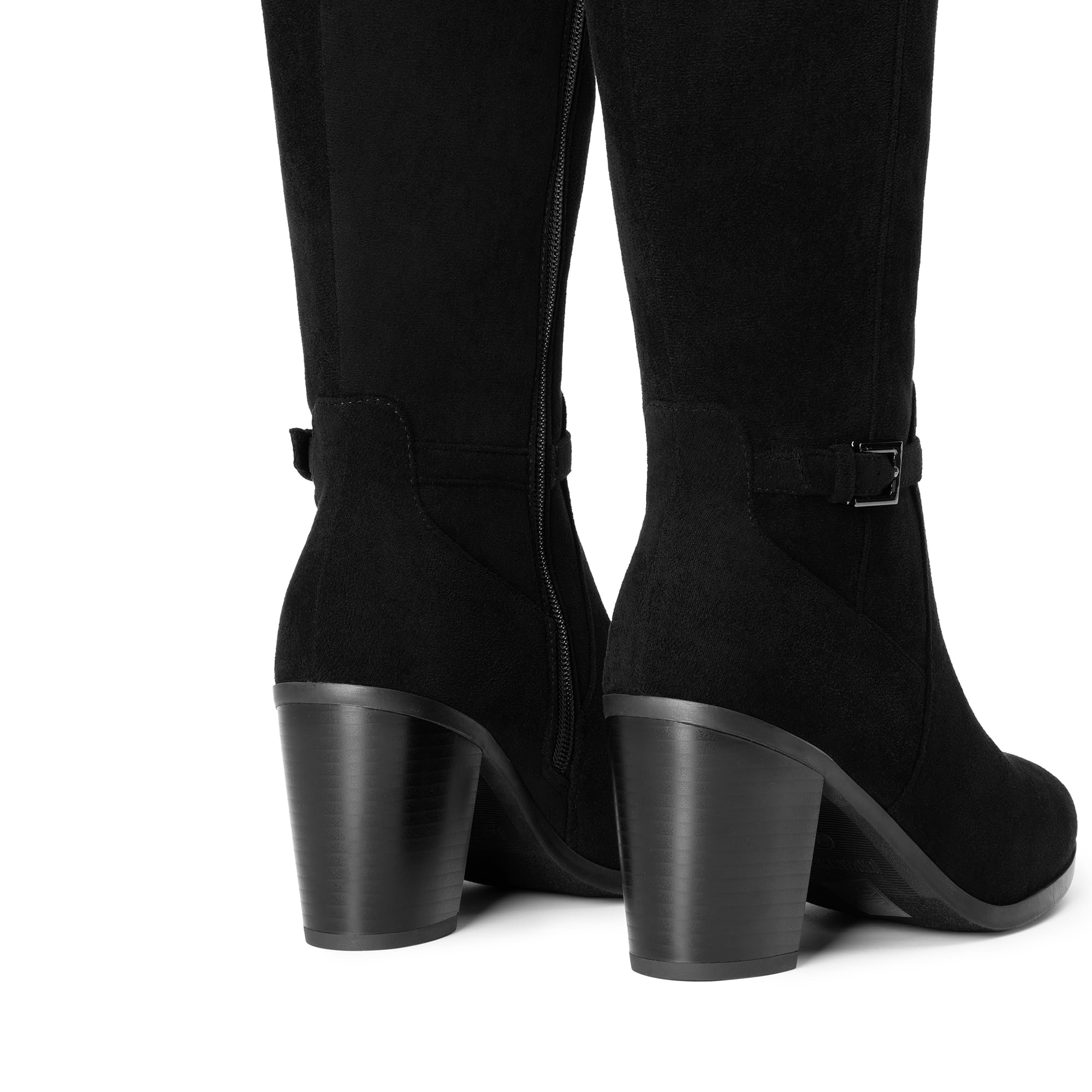 DREAM PAIRS Women's Knee-High Boots Comfortable Chunky Block Heel Side Zipper