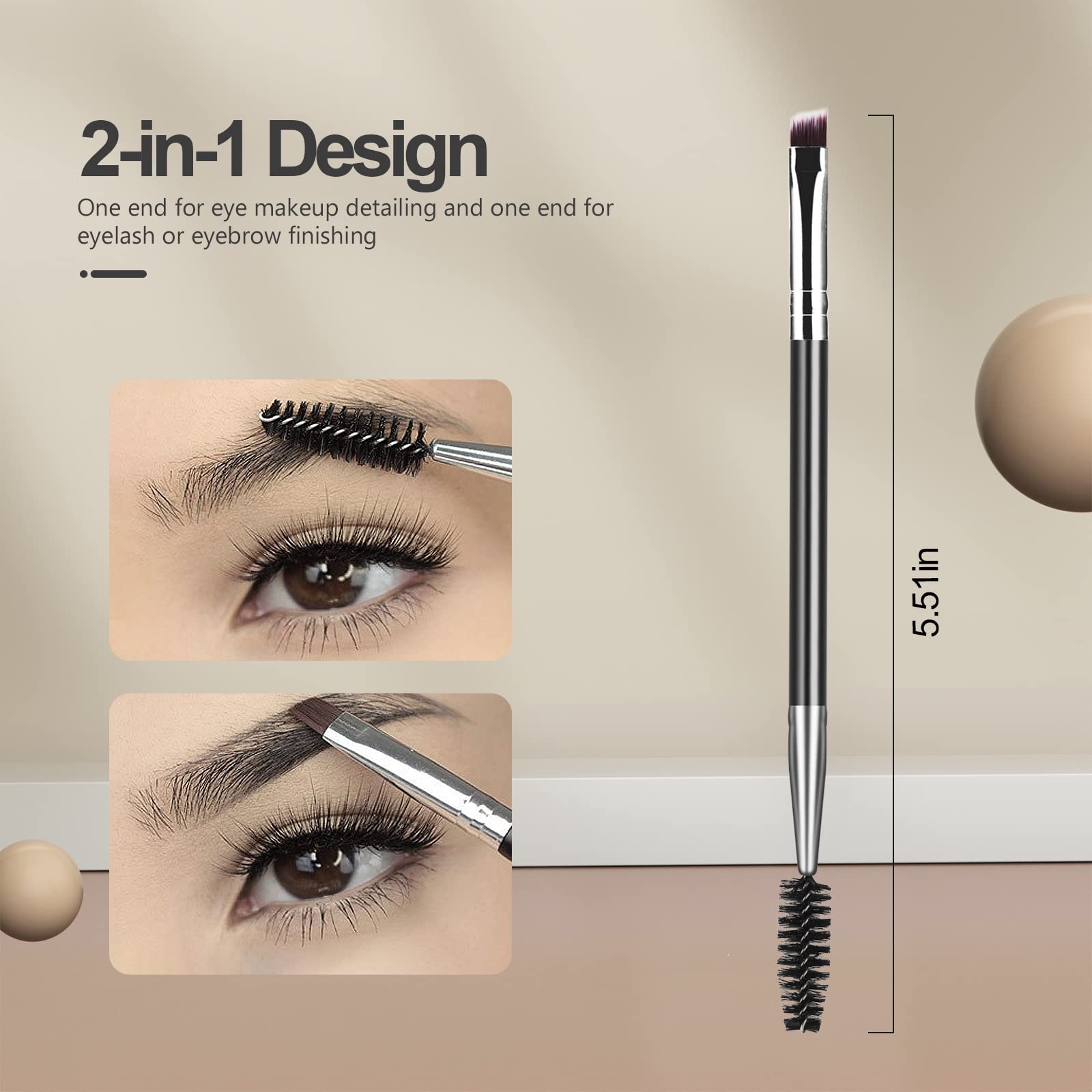 Eyelash Comb Lash Separator Tool Brow Brush & Lash Spoolie Professional Eye Makeup Tools (4 Pieces Set)