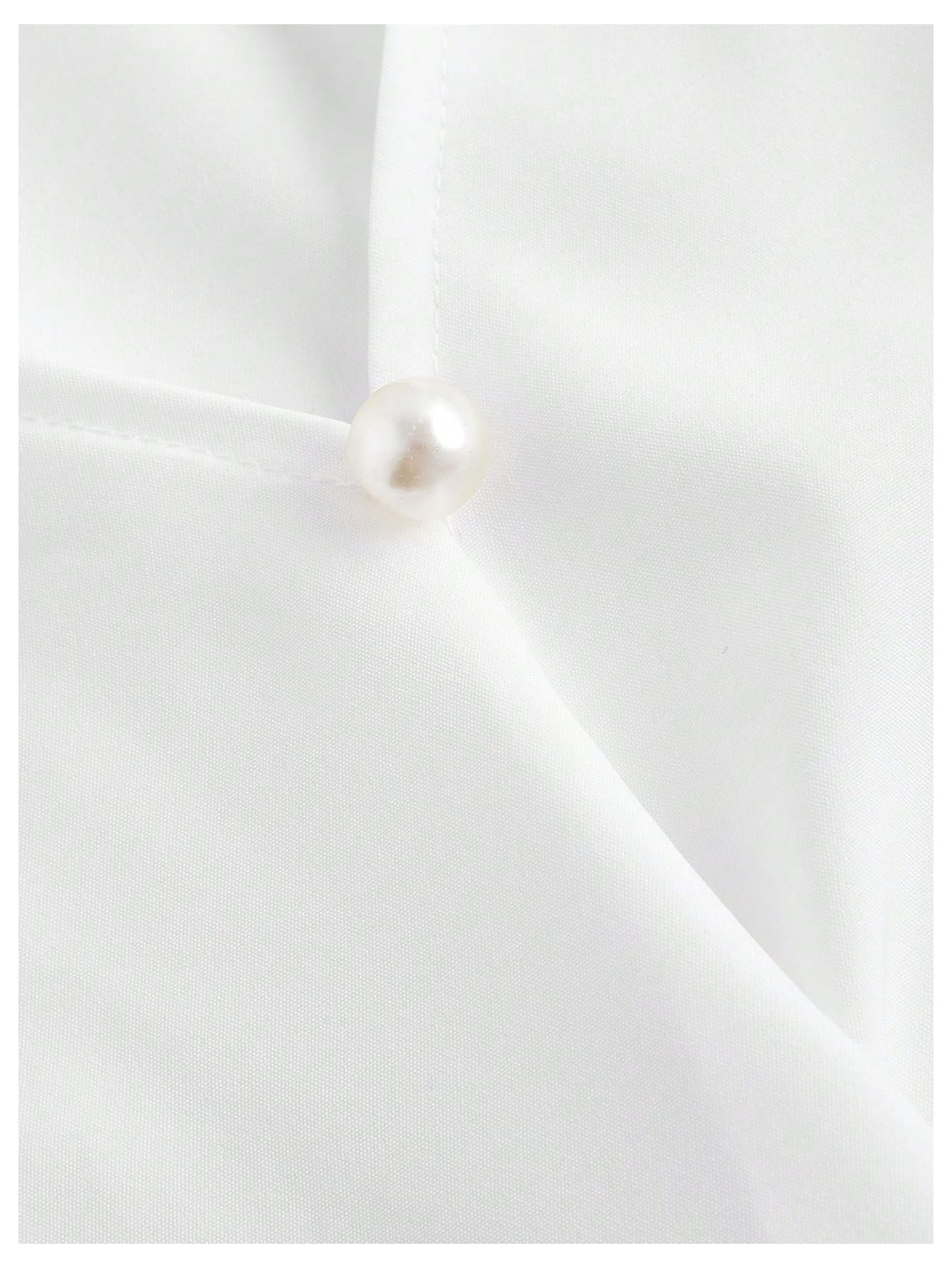 SweatyRocks Women's Button up Collar Cropped Shirt Long Sleeve Self Wrap Crop Top Blouse