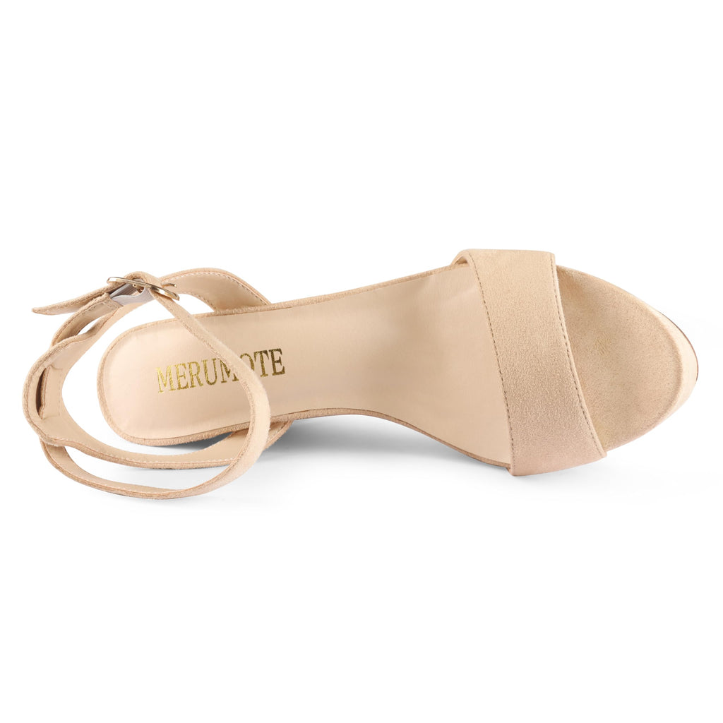 MERUMOTE Women's Fashion Platform Sandals Block Heels Wedding Summer Dress Shoes