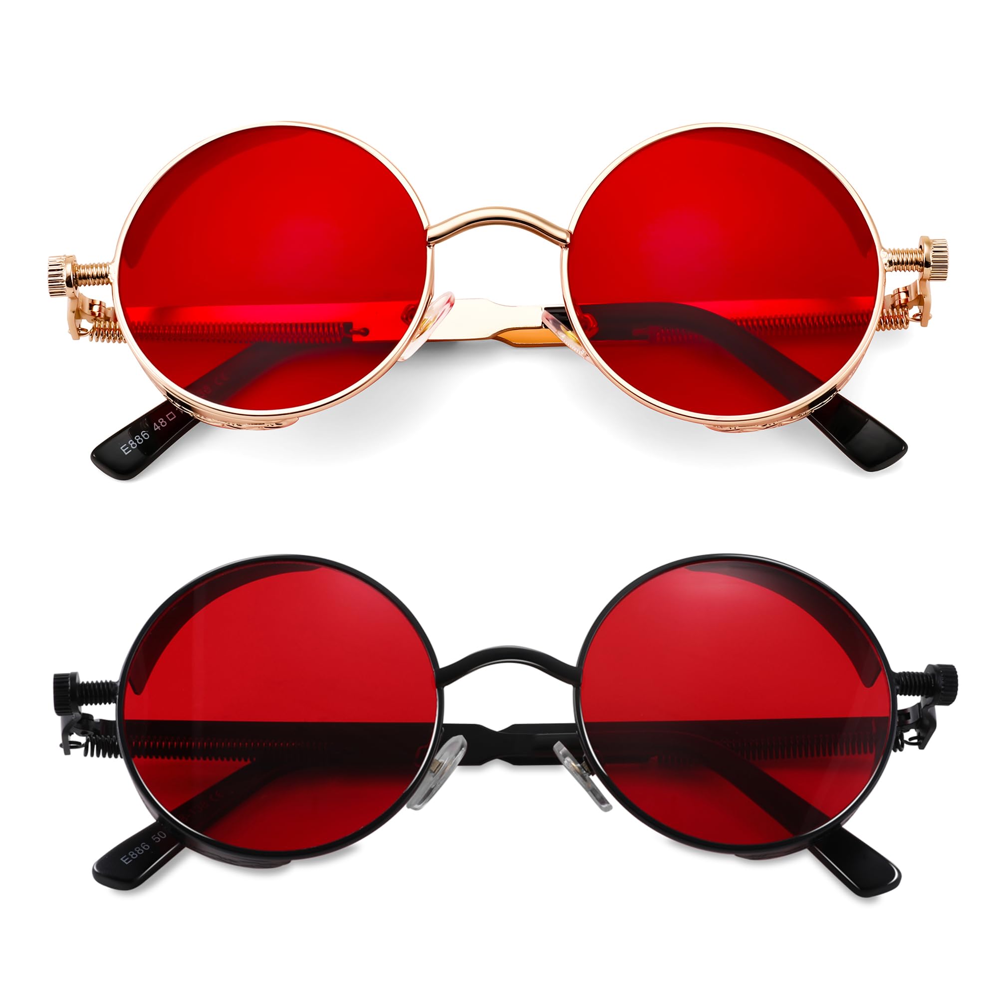 FEISEDY Retro Gothic Steampunk Sunglasses Round Metal Frame Punk Circle Inspired Shade Men B1857