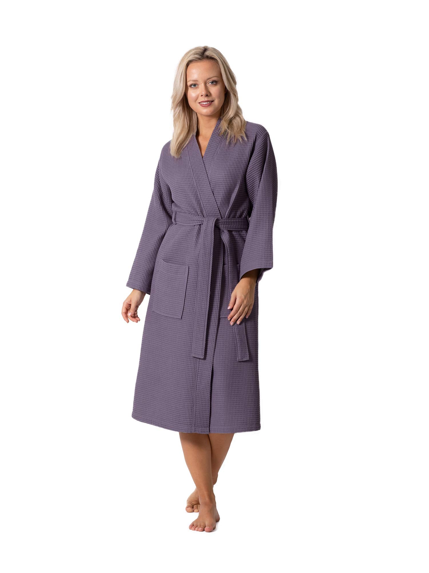 Turkish Linen Waffle Knit Lightweight Kimono Spa & Bath Robes for Women - Quick Dry - Soft