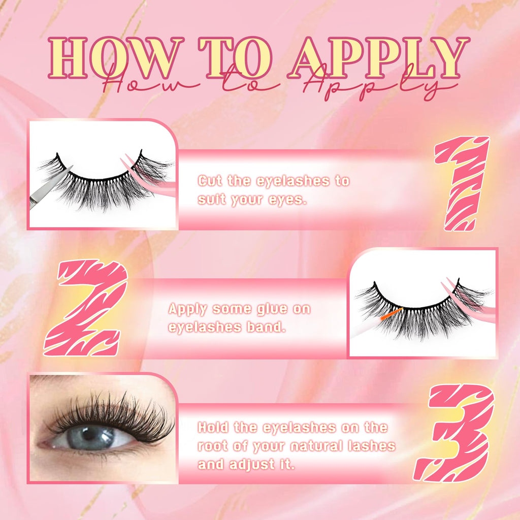 Ahrikiss Lashes Wispy False Eyelashes Natural Look Cat Eye Lashes 8 Pairs Faux Mink Lashes Lightweight Eyelashes Kit with Lash Glue and Lash Tweezers Soft Fake Lashes (Ethereal)