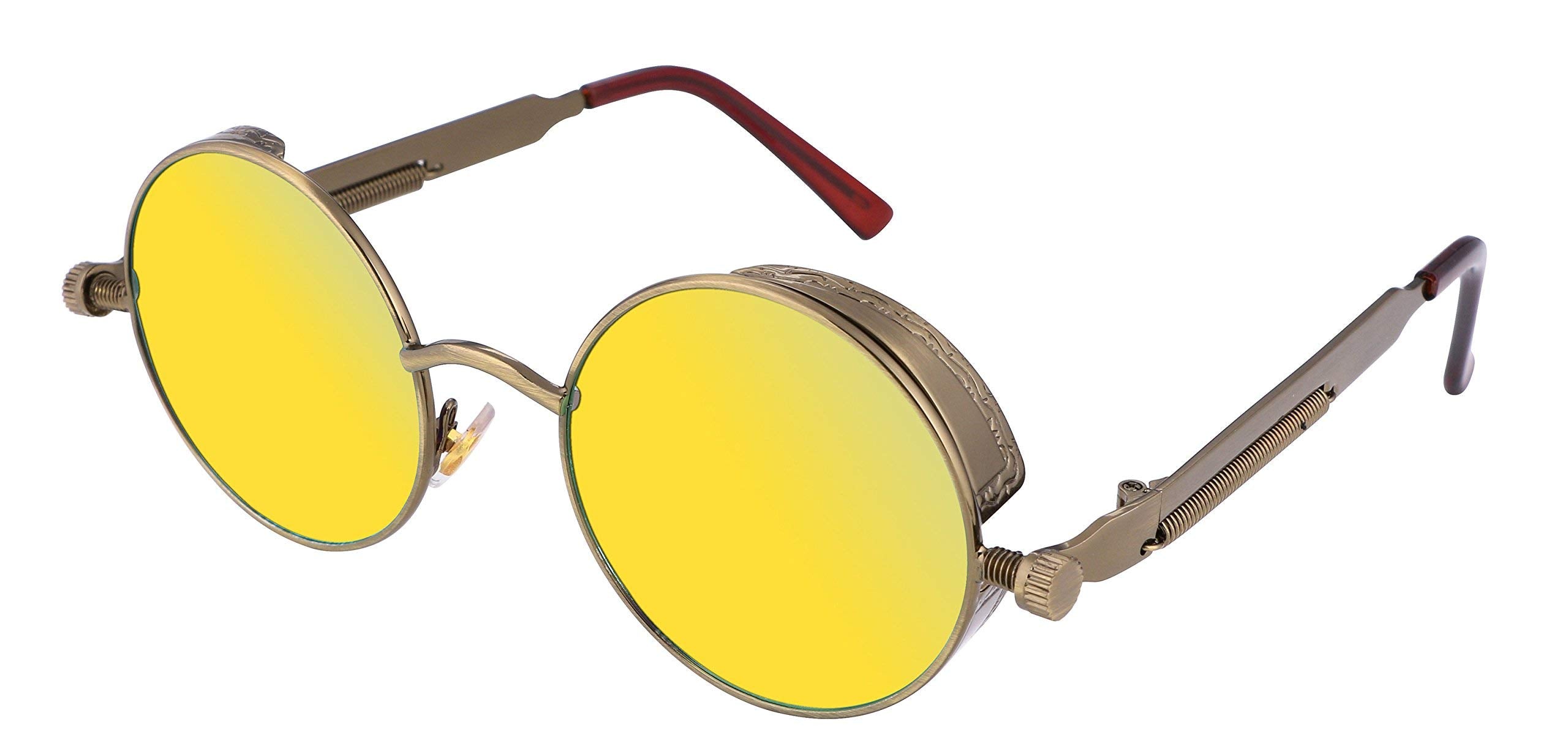 FEISEDY Retro Gothic Steampunk Sunglasses Round Metal Frame Punk Circle Inspired Shade Men B1857