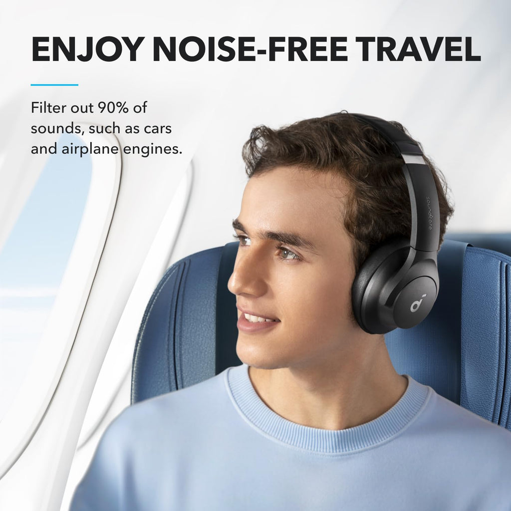Soundcore by Anker Q20i Hybrid Active Noise Cancelling Headphones, Wireless Over-Ear Bluetooth, 40H Long ANC Playtime, Hi-Res Audio, Big Bass, Customize via an App, Transparency Mode (White)