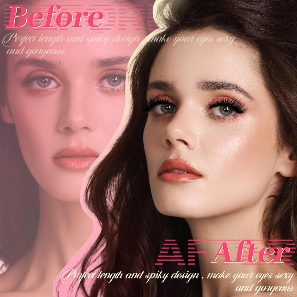 Ahrikiss Lashes Wispy False Eyelashes Natural Look Cat Eye Lashes 8 Pairs Faux Mink Lashes Lightweight Eyelashes Kit with Lash Glue and Lash Tweezers Soft Fake Lashes (Ethereal)