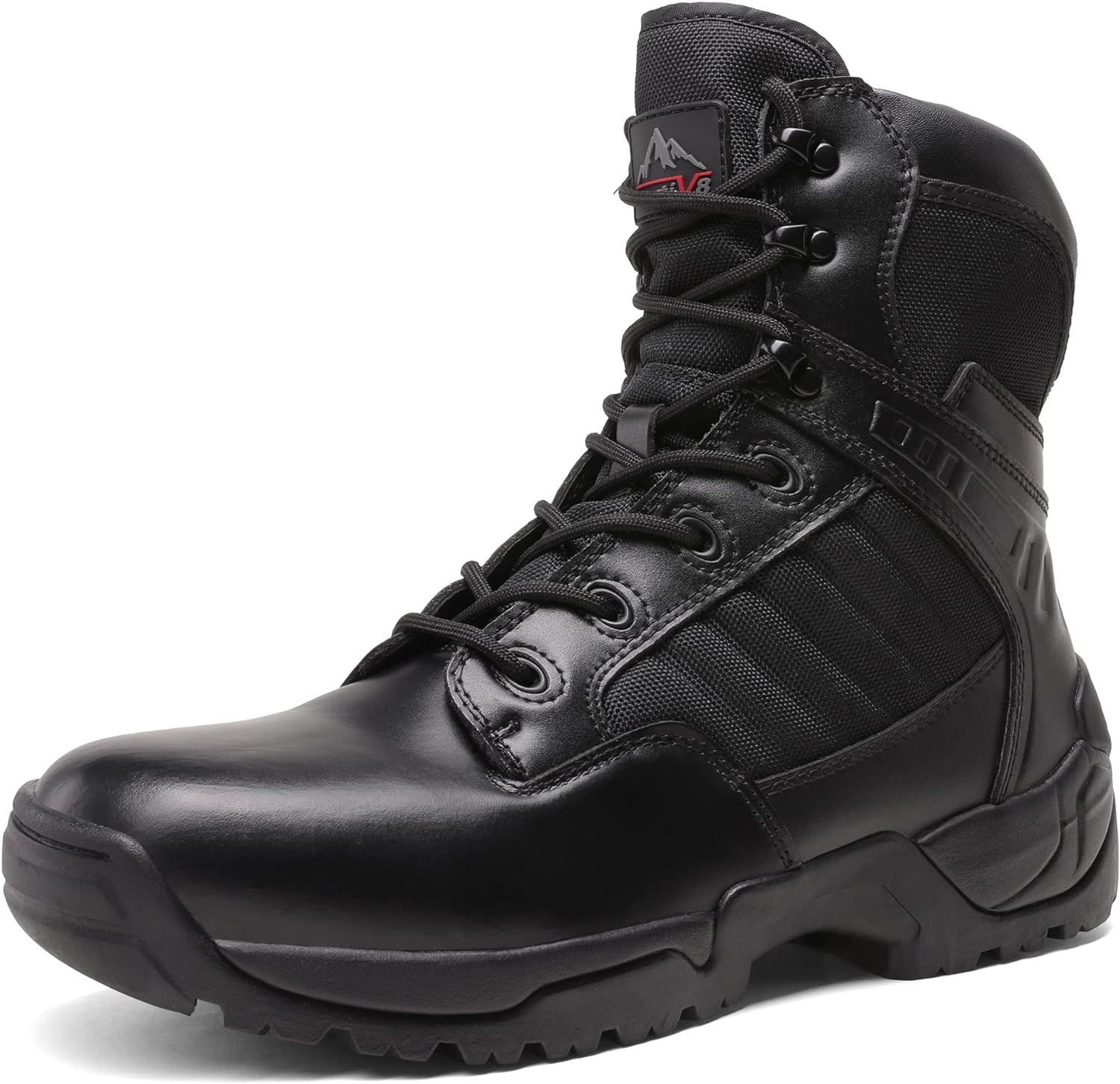 NORTIV 8 Men's Military Tactical Work Boots Side Zipper Leather Motorcycle Combat Boots Trooper(6-8 Inches)