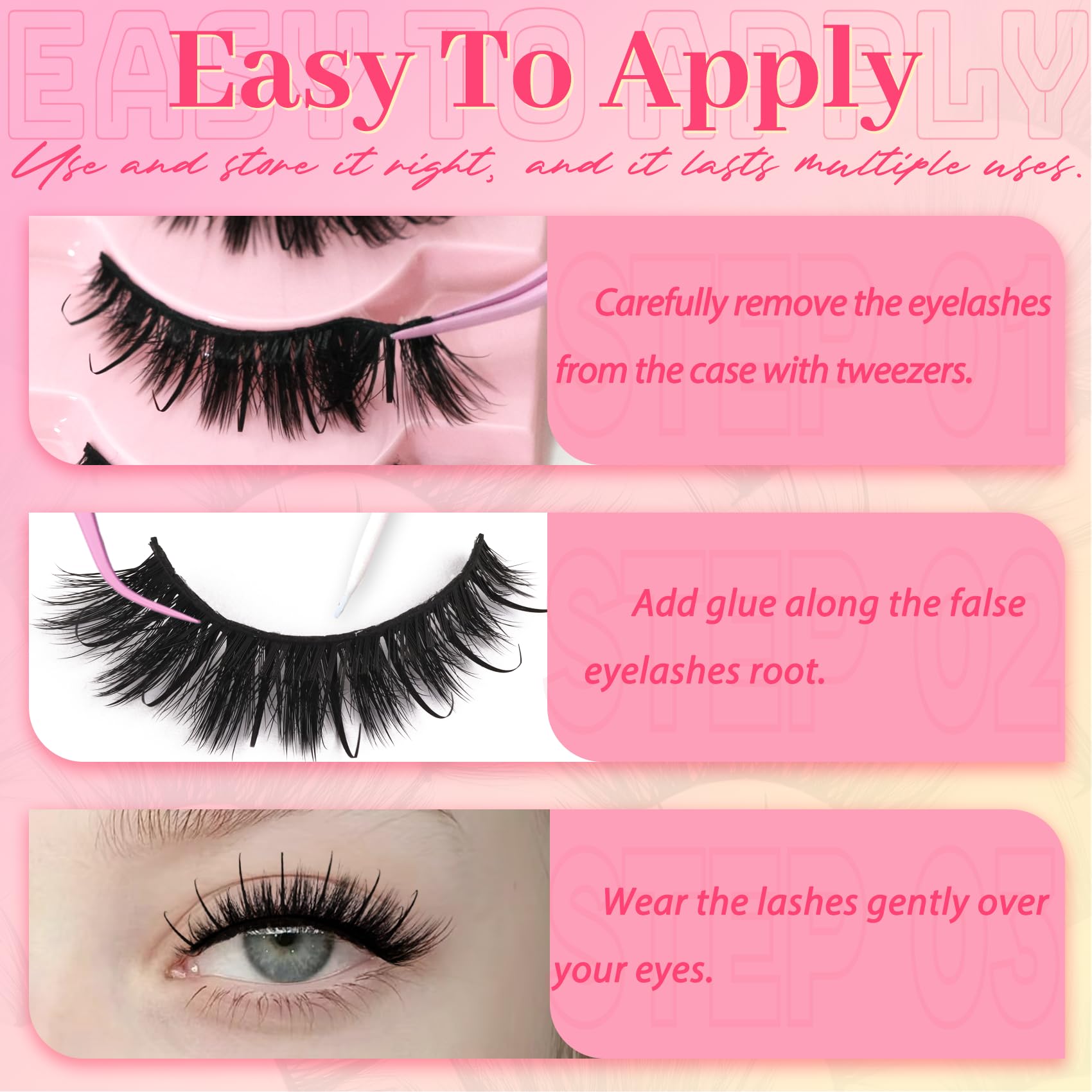 Ahrikiss Lashes Wispy False Eyelashes Natural Look Cat Eye Lashes 8 Pairs Faux Mink Lashes Lightweight Eyelashes Kit with Lash Glue and Lash Tweezers Soft Fake Lashes (Ethereal)