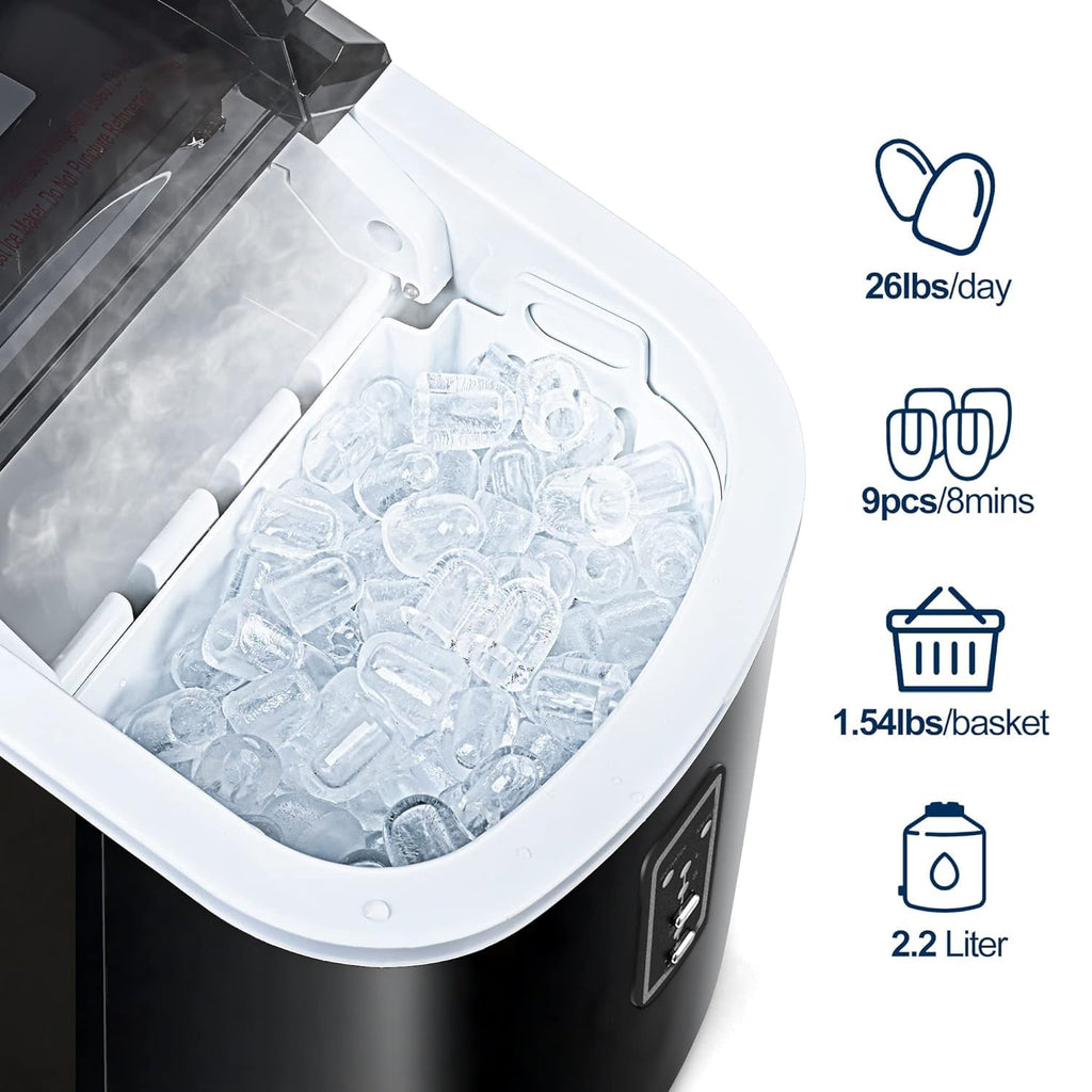 EUHOMY Nugget Ice Makers for Countertop with Ice Scoop & Basket, Self-Cleaning Sonic Pebble/Pellet Ice Maker Machine with 35lbs/24H Soft Ice for Home/Kitchen/Office, Stainless Steel, Silver