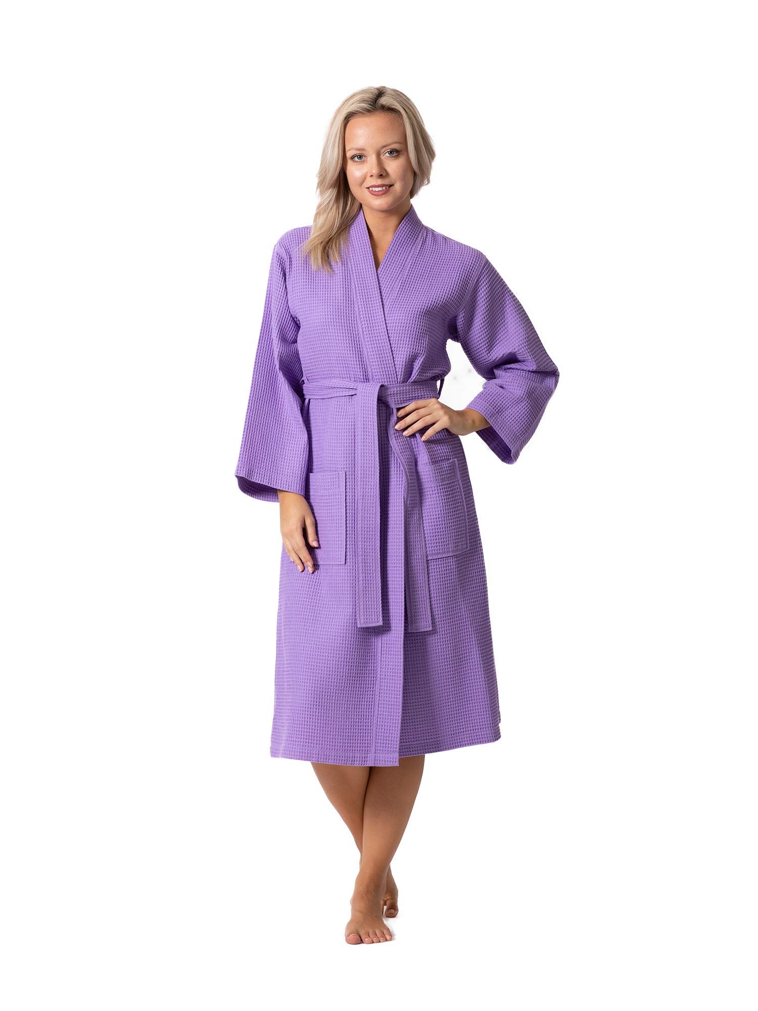 Turkish Linen Waffle Knit Lightweight Kimono Spa & Bath Robes for Women - Quick Dry - Soft