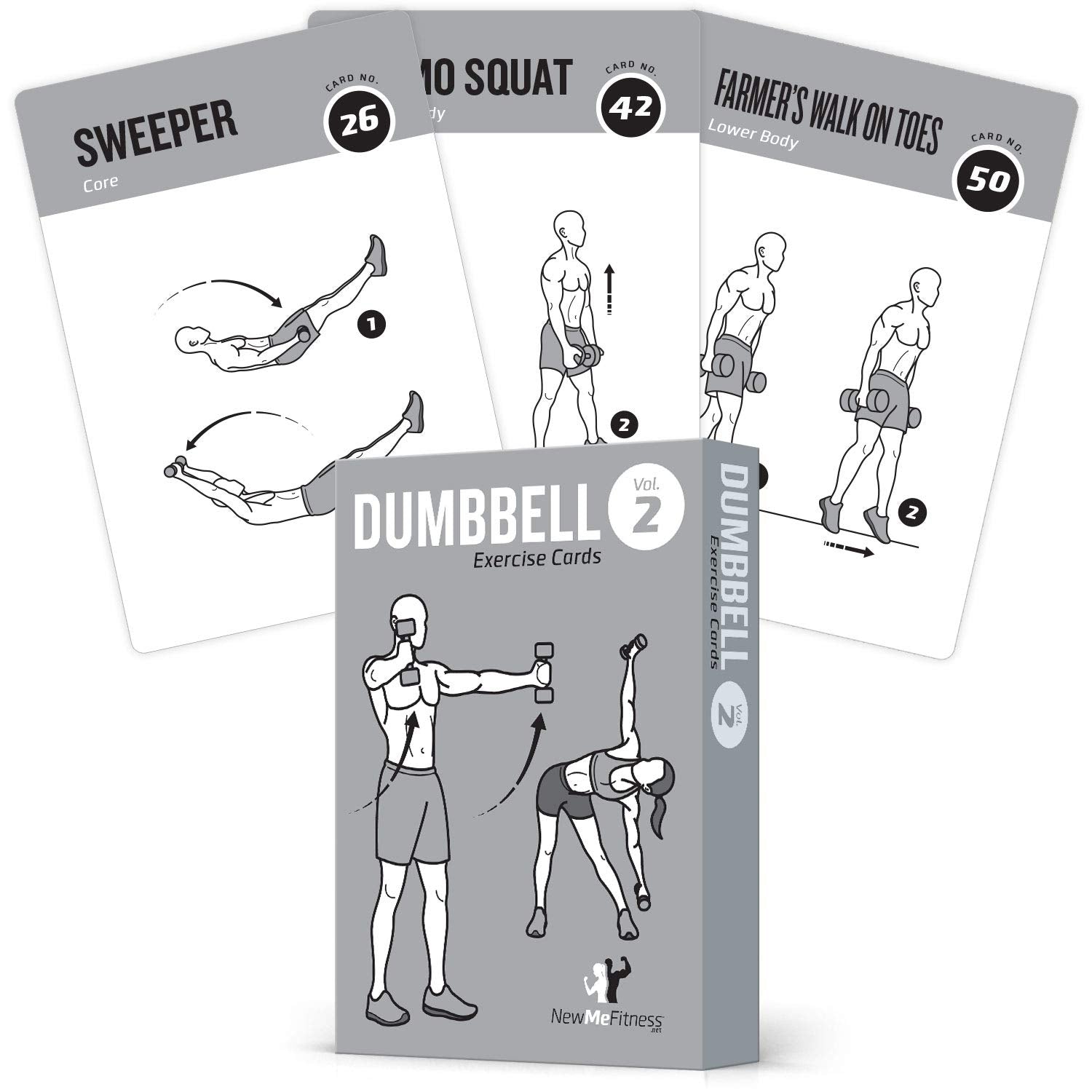 NewMe Fitness Bodyweight Workout Cards, Instructional Fitness Deck for Women & Men, Beginner Fitness Guide to Training Exercises at Home or Gym (Bodyweight, Vol 1)