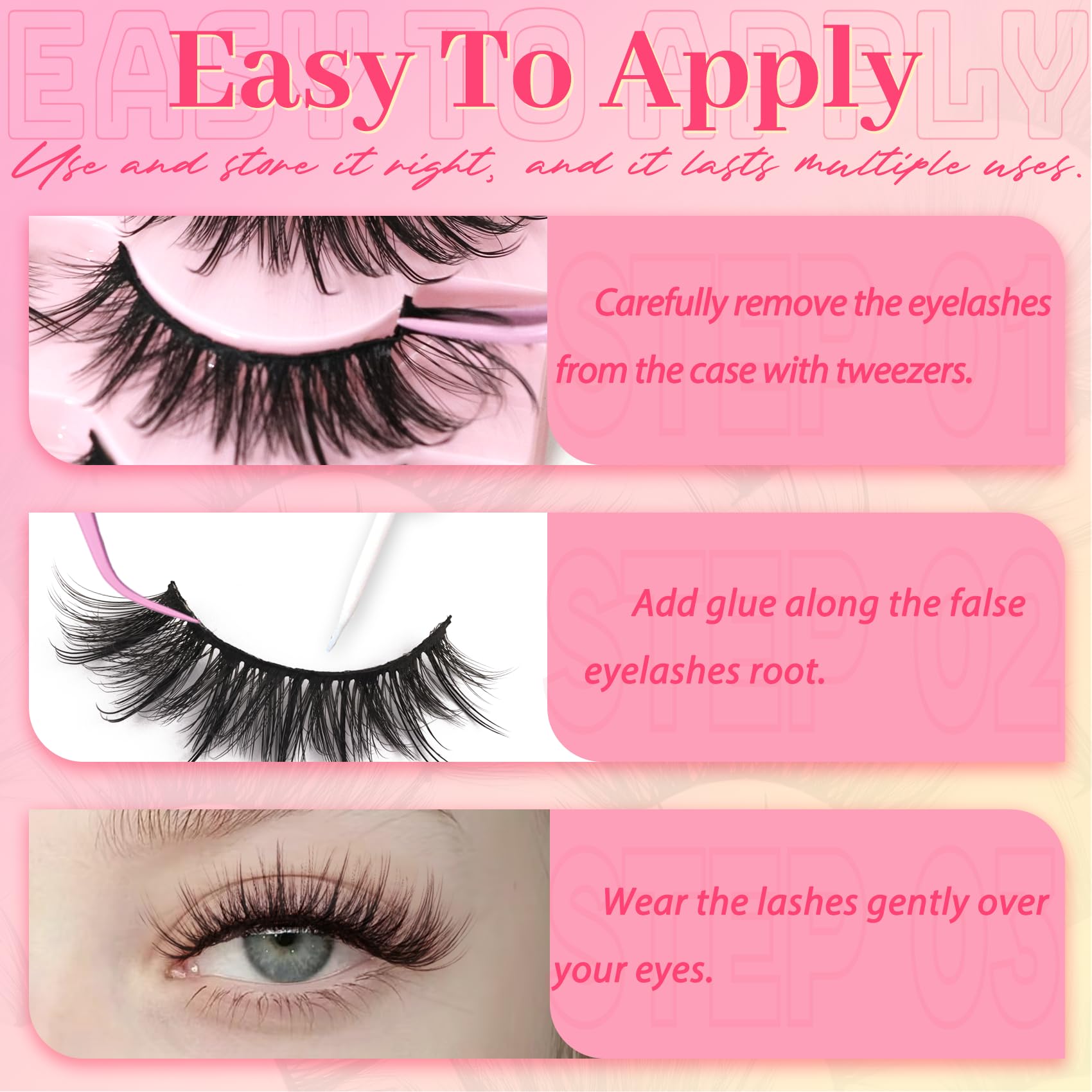 Ahrikiss Lashes Wispy False Eyelashes Natural Look Cat Eye Lashes 8 Pairs Faux Mink Lashes Lightweight Eyelashes Kit with Lash Glue and Lash Tweezers Soft Fake Lashes (Ethereal)