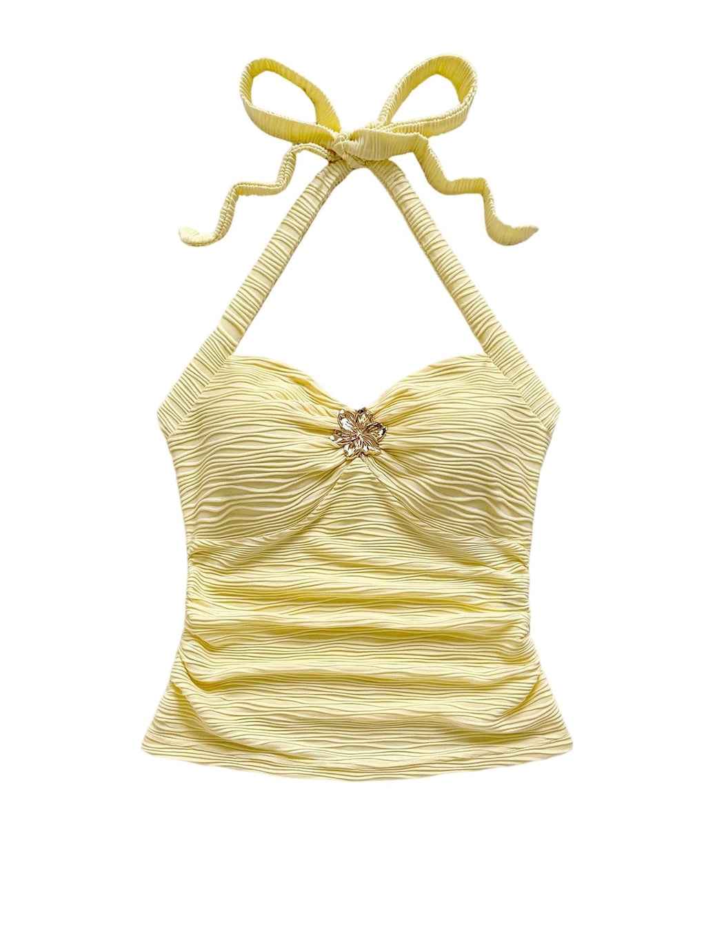 SOLY HUX Women's V Neck Halter Tops Open Back Y2k Ruched Floral Metal Summer Going Out Cami Tops