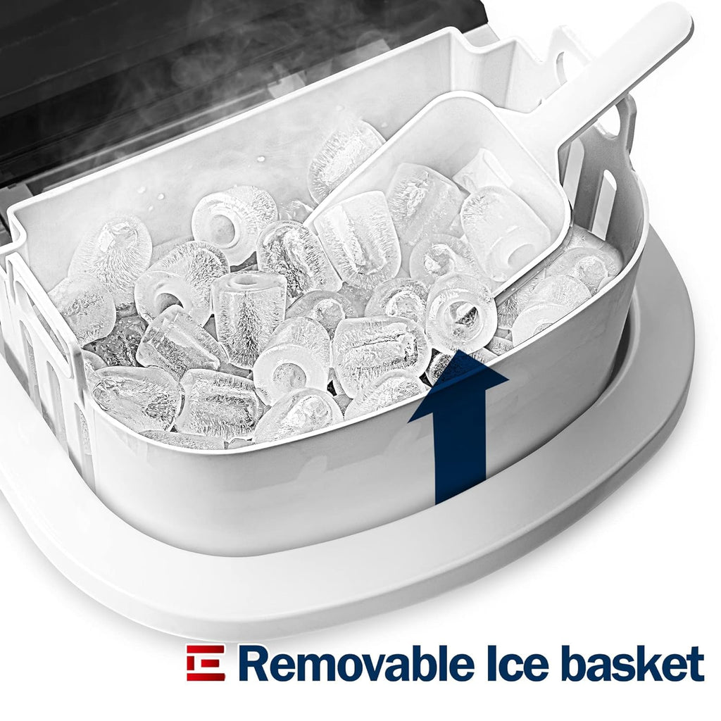 EUHOMY Nugget Ice Makers for Countertop with Ice Scoop & Basket, Self-Cleaning Sonic Pebble/Pellet Ice Maker Machine with 35lbs/24H Soft Ice for Home/Kitchen/Office, Stainless Steel, Silver