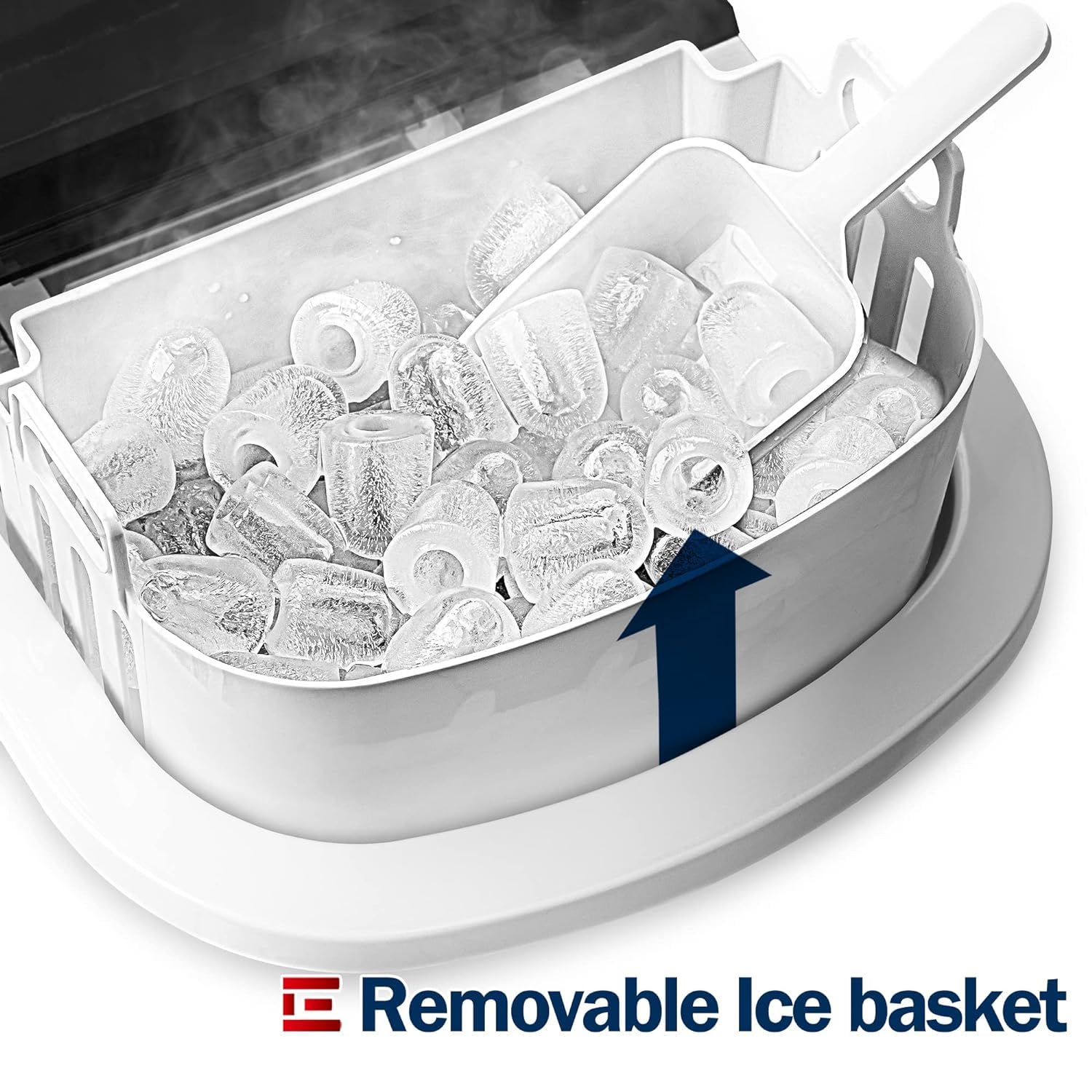 EUHOMY Nugget Ice Makers for Countertop with Ice Scoop & Basket, Self-Cleaning Sonic Pebble/Pellet Ice Maker Machine with 35lbs/24H Soft Ice for Home/Kitchen/Office, Stainless Steel, Silver