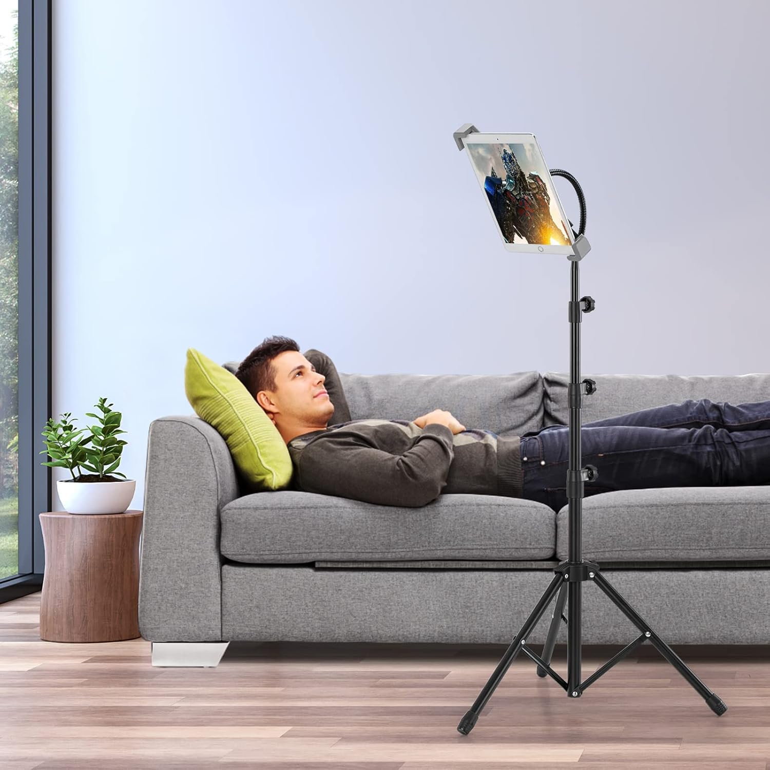 Tripod Stand for Ipad,Gooseneck 65-inch Floor Stand for Tablet,Floor Stand for iPad Tripod with 360° Rotating Mount for Mini, Air, Pro and All 4.7-11.9 Inch Tablet and Phone