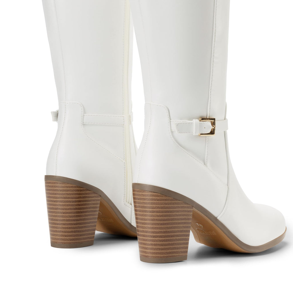 DREAM PAIRS Women's Knee-High Boots Comfortable Chunky Block Heel Side Zipper