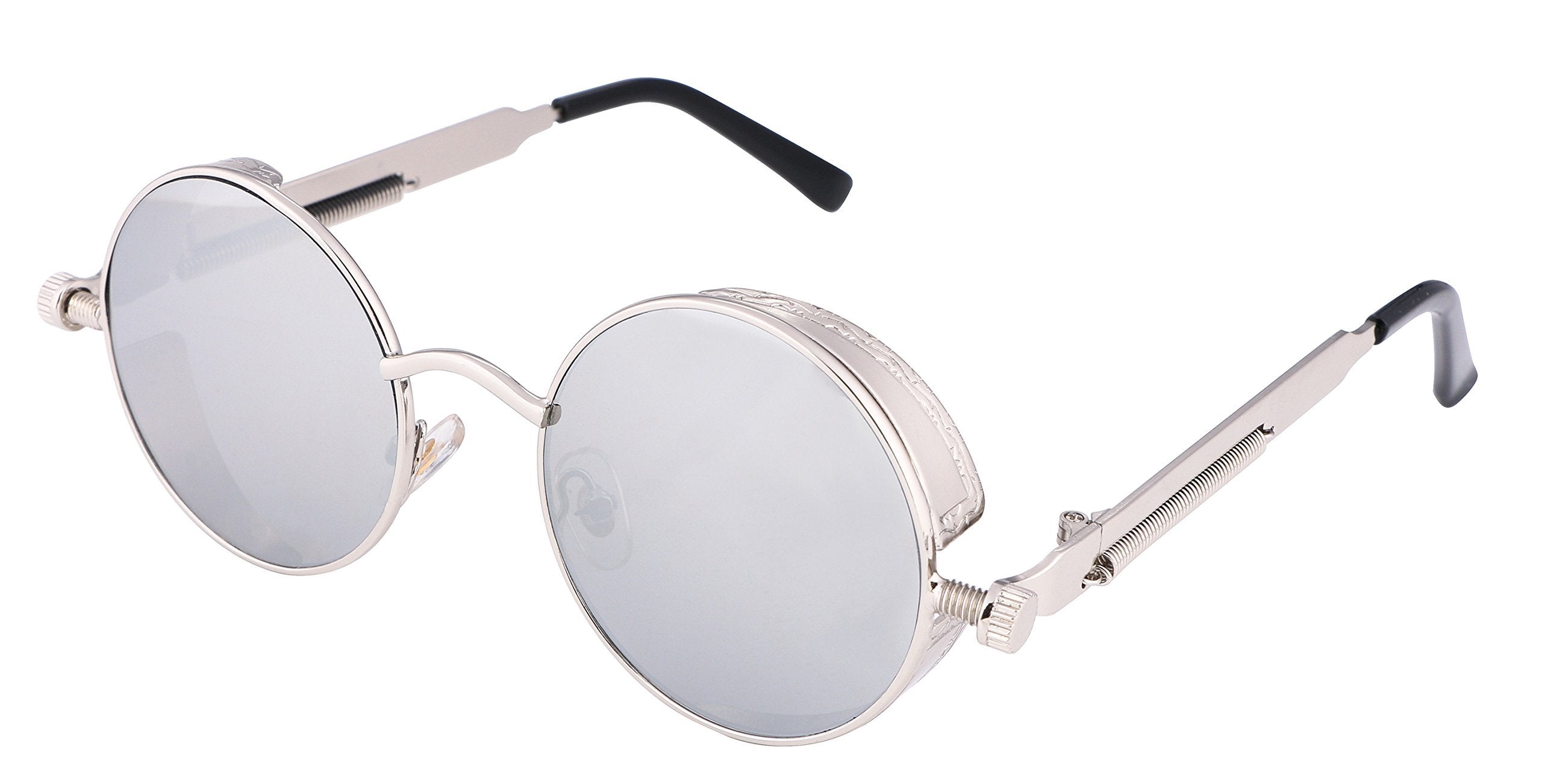 FEISEDY Retro Gothic Steampunk Sunglasses Round Metal Frame Punk Circle Inspired Shade Men B1857