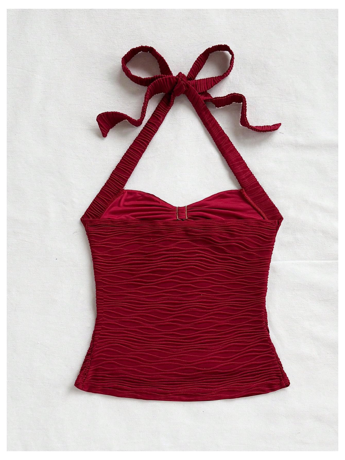 SOLY HUX Women's V Neck Halter Tops Open Back Y2k Ruched Floral Metal Summer Going Out Cami Tops