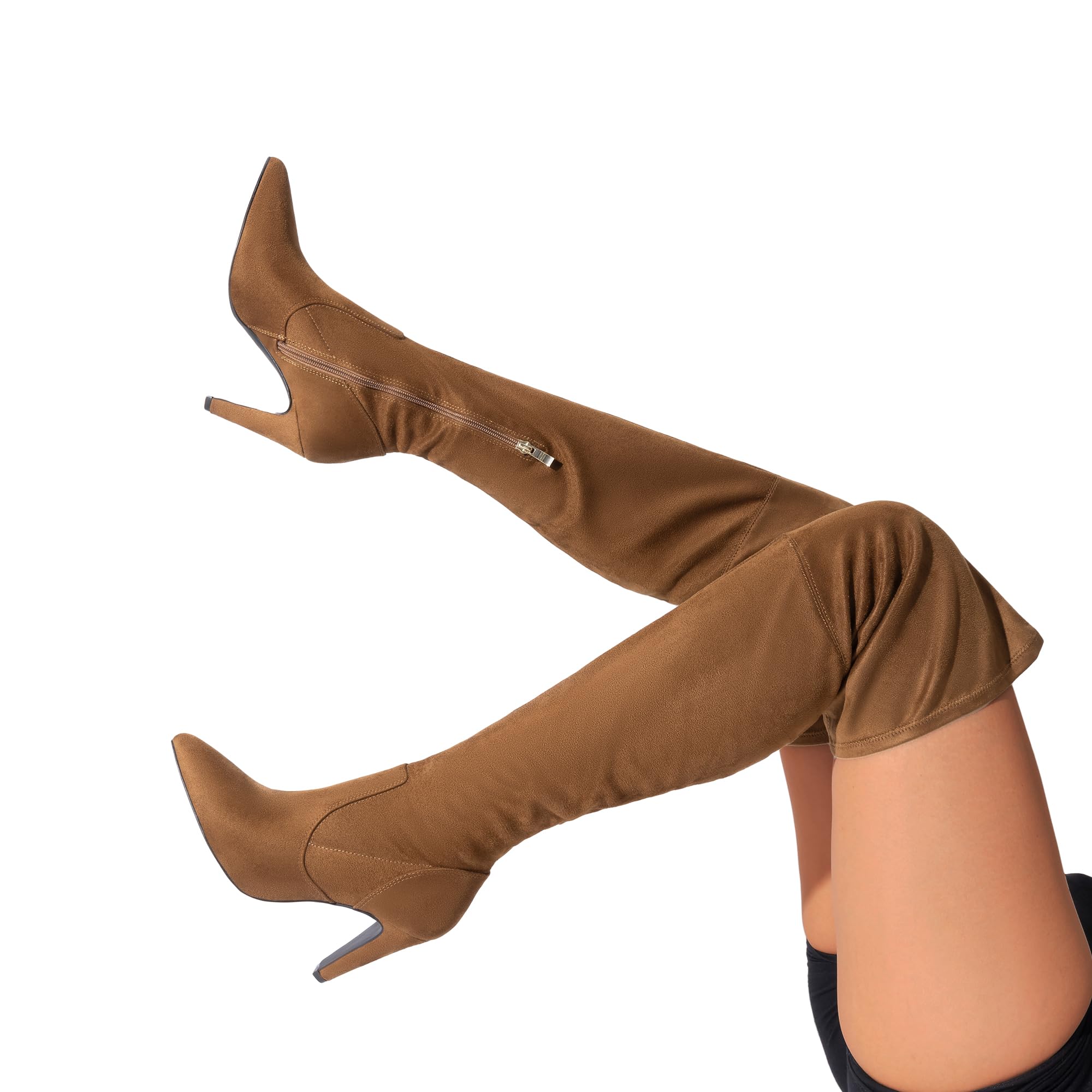 DREAM PAIRS Women's Thigh High Boots Over The Knee Heels Long Sexy Pointed Toe Boots