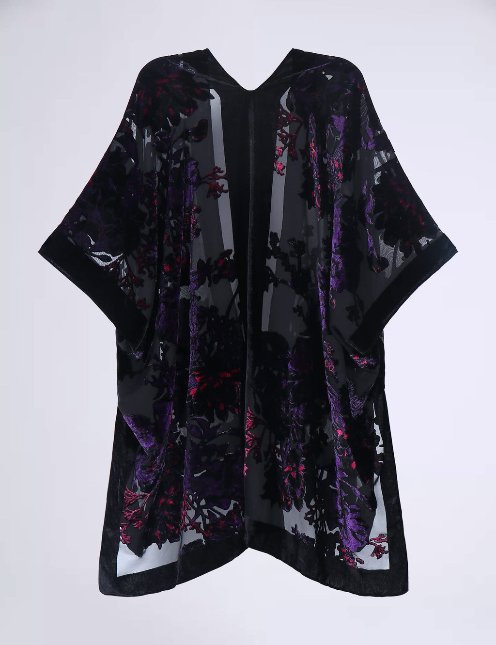 Women's Burnout Velvet Kimono Long Cardigan Cover Up Casual Outfit