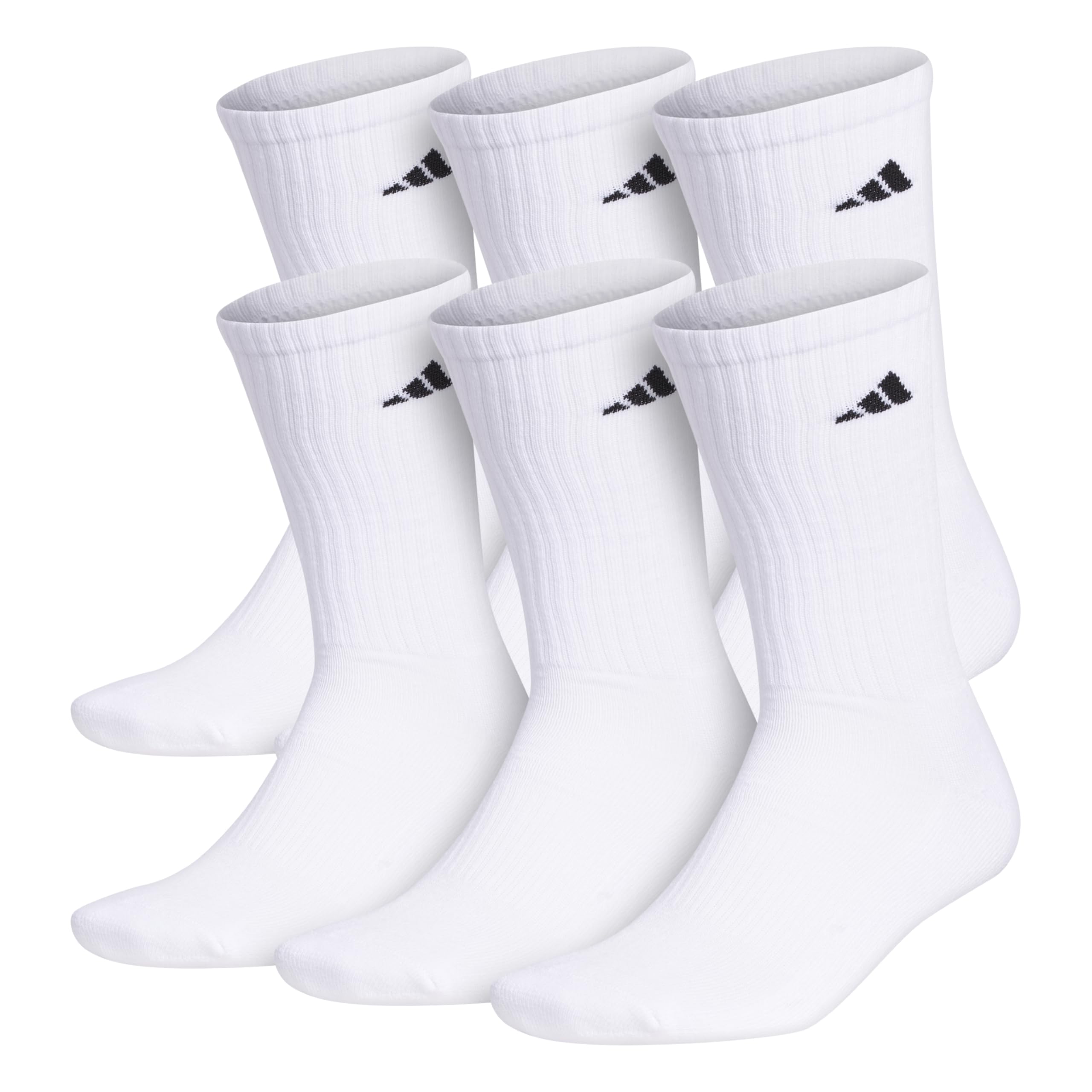adidas Men's Athletic Cushioned 6-Pack Crew, Cushioned Crew Socks with Arch Compression for a Secure Fit