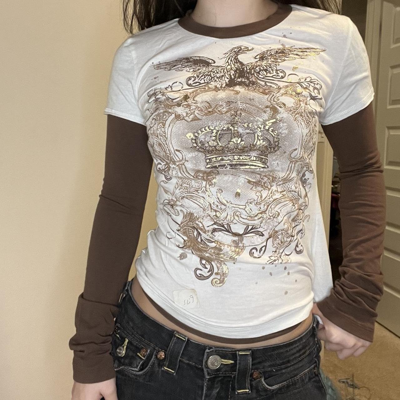 Goth Shirt Gothic Shirt Fake Two-Piece Alternative Clothing Goth Long Sleeve Top Grunge Clothes