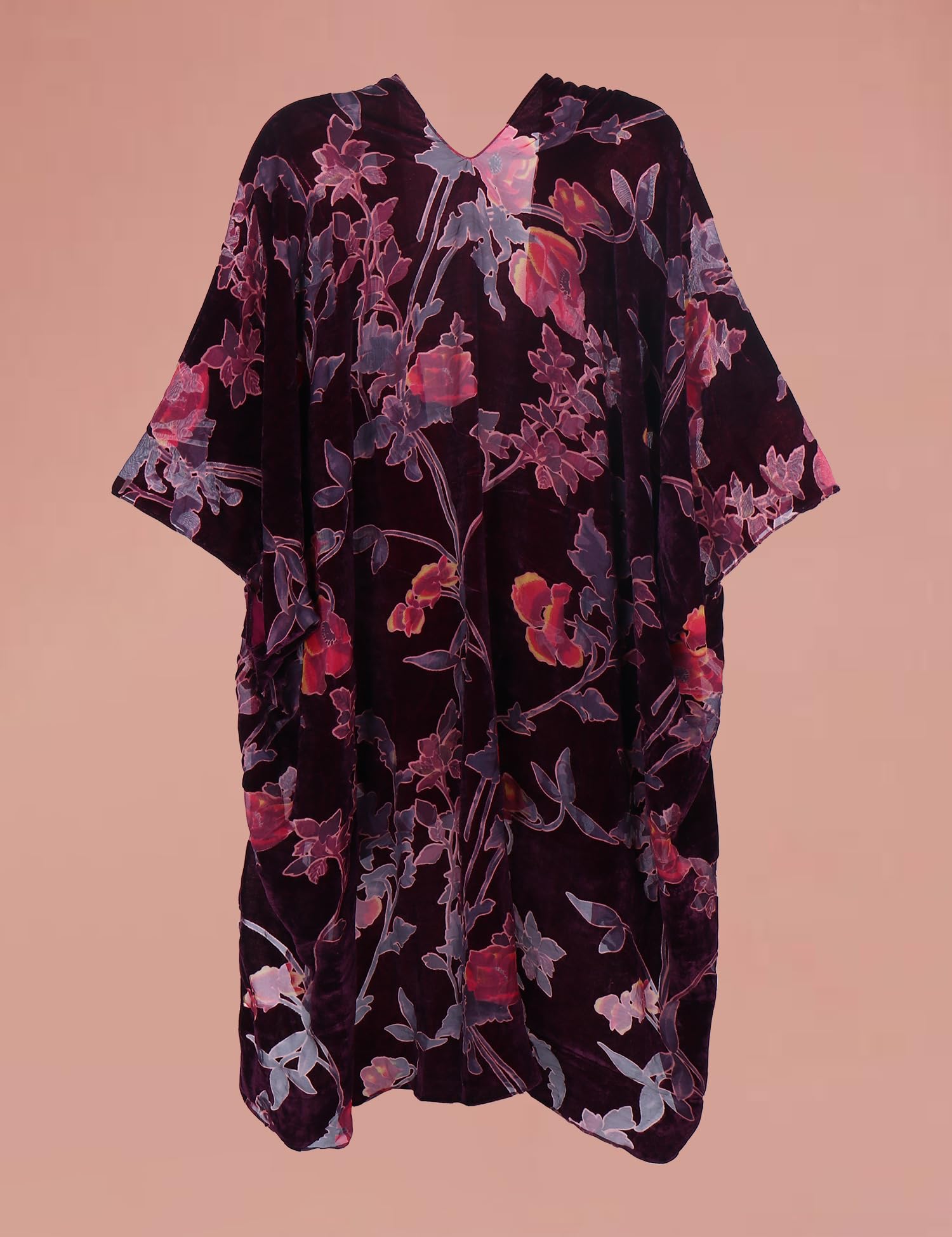 Women's Burnout Velvet Kimono Long Cardigan Cover Up Casual Outfit