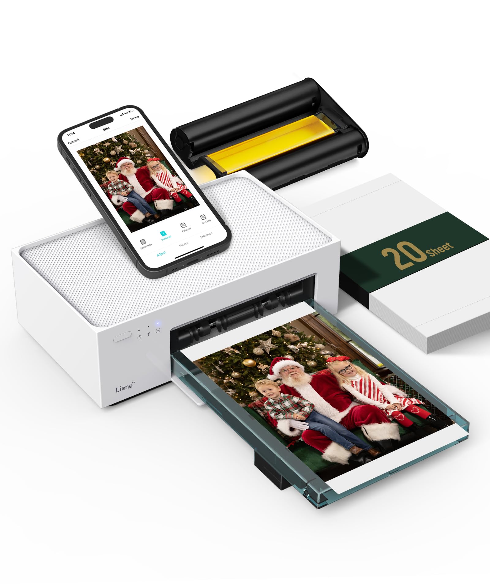 Liene M100 4x6'' Photo Printer, Phone Printer 100 Sheets & 3 Cartridges, Full-Color Photo, Portable Instant Photo Printer for iPhone Android, Thermal Dye Sublimation, Wi-Fi Picture Printer 100 Papers