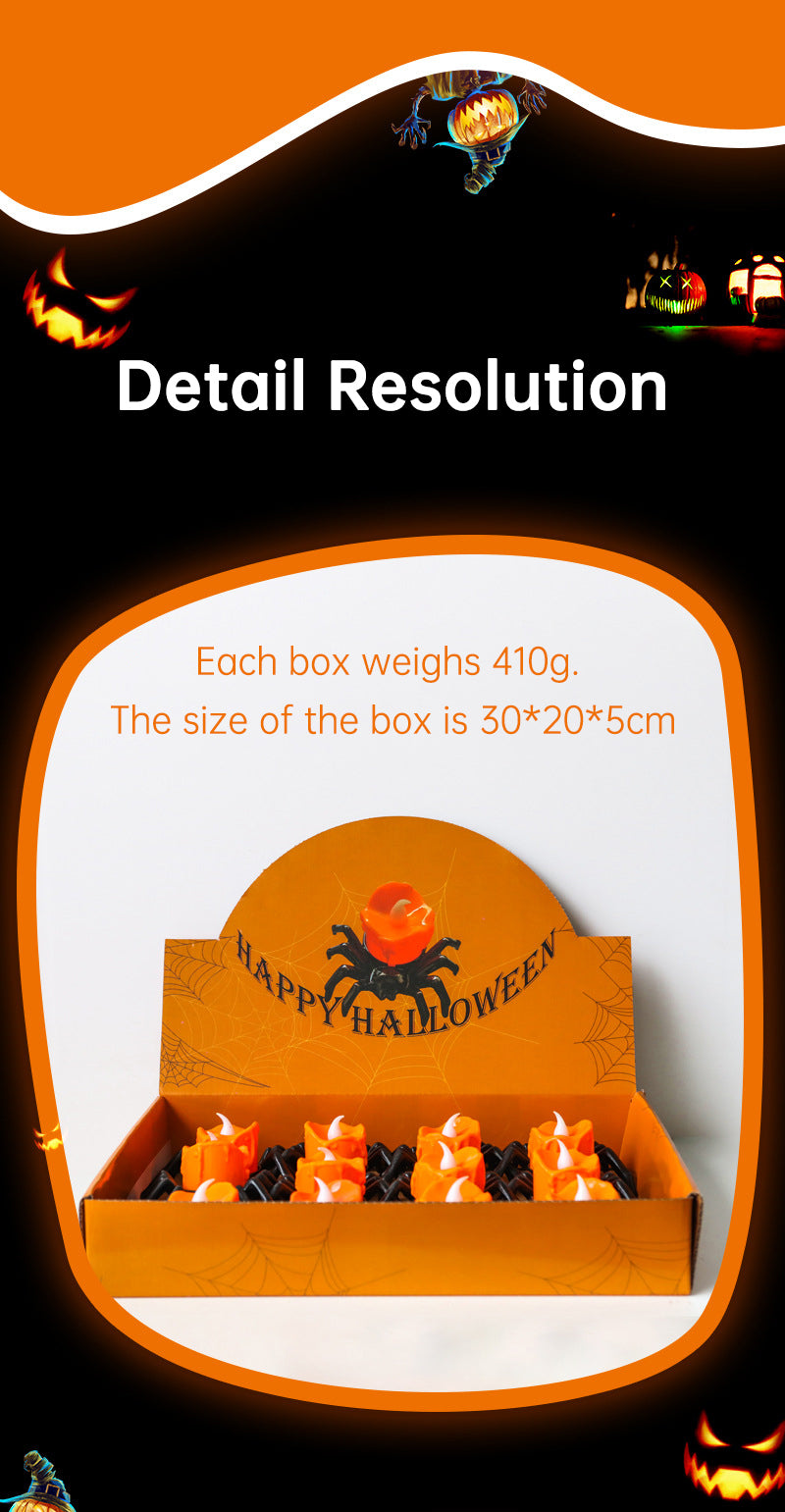 Halloween Pumpkin Lantern Atmosphere Decoration Props LED Electronic Candle Lamp Luminous Spider Night Lamp Decoration