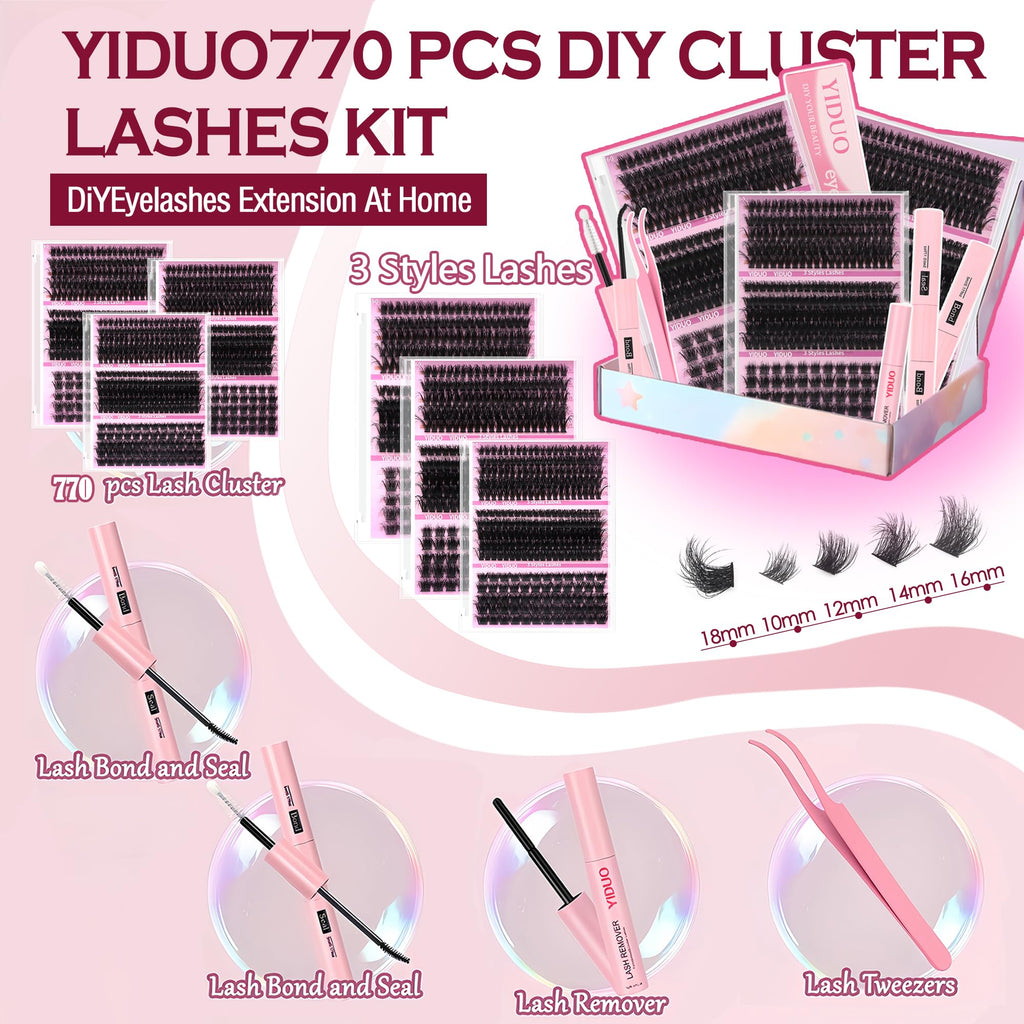 Lashes Clusters Kit 1846Pcs Bulk Packs Volume False Eyelash Extensions D Curl Wispy Individual Eyelashes, Volume Studio Effect, Wholesale Large Pack with Glue&Seal|Tweezers|Removers|Cleanser