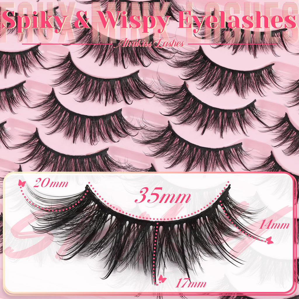 Ahrikiss Lashes Wispy False Eyelashes Natural Look Cat Eye Lashes 8 Pairs Faux Mink Lashes Lightweight Eyelashes Kit with Lash Glue and Lash Tweezers Soft Fake Lashes (Ethereal)