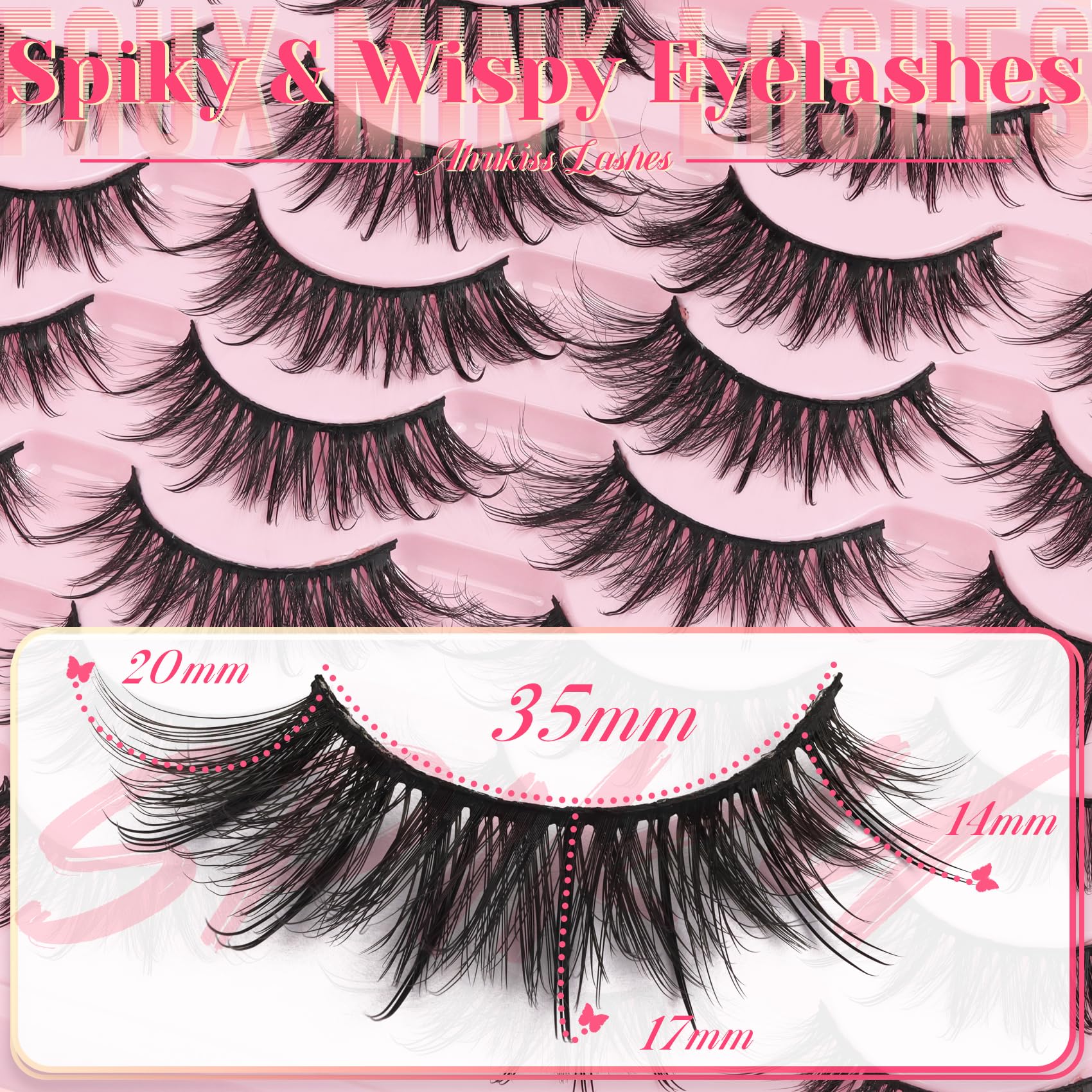 Ahrikiss Lashes Wispy False Eyelashes Natural Look Cat Eye Lashes 8 Pairs Faux Mink Lashes Lightweight Eyelashes Kit with Lash Glue and Lash Tweezers Soft Fake Lashes (Ethereal)